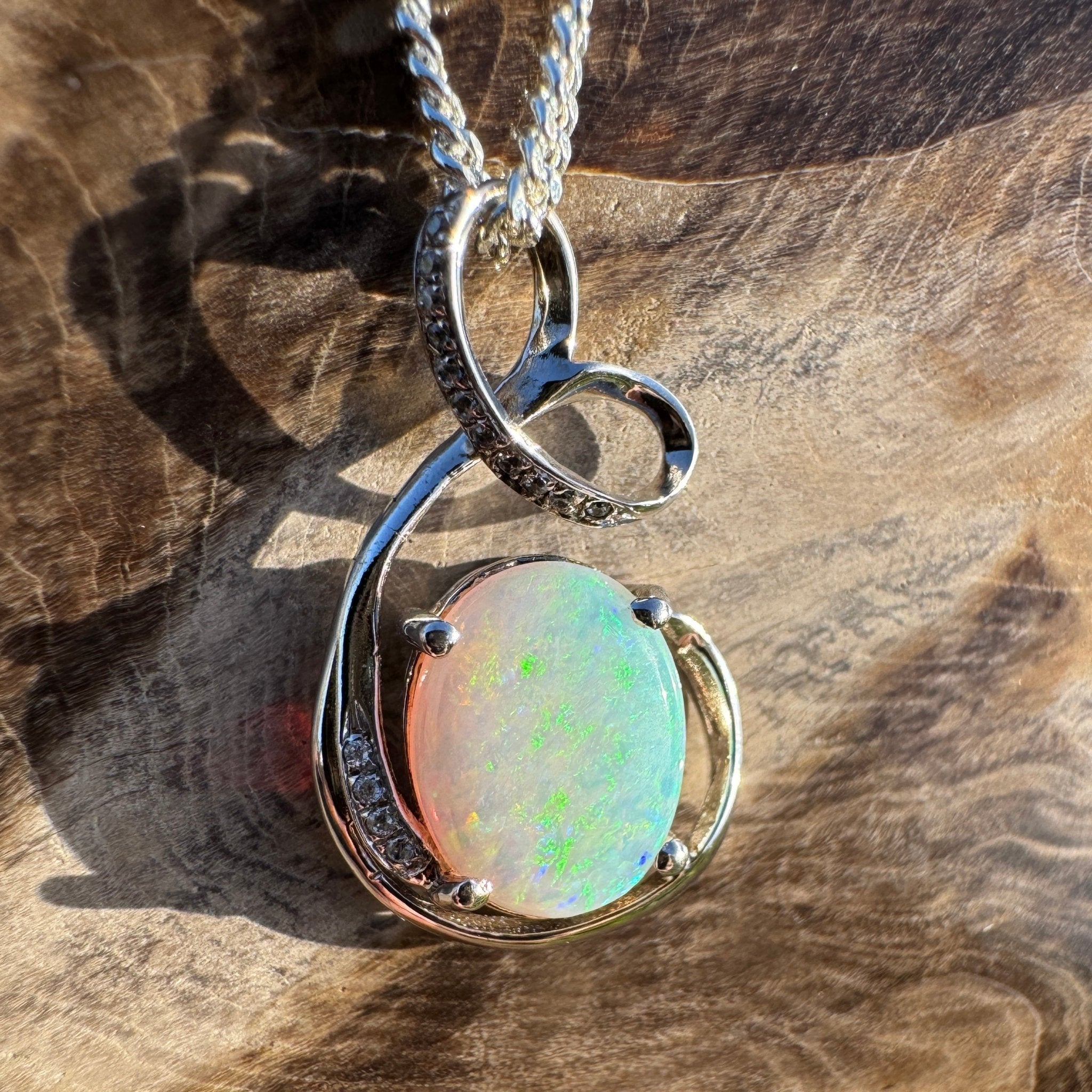 2.1ct Coober Pedy Opal Pendant Necklace ~ 'Karijini Ribbon' | 925 Sterling Silver | Solid Australian Opal