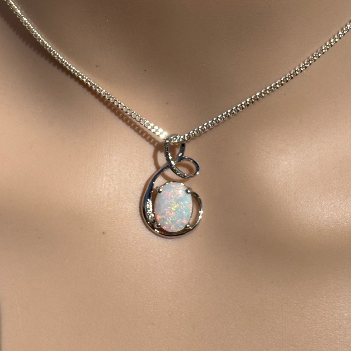 2.1ct Coober Pedy Opal Pendant Necklace ~ 'Karijini Ribbon' | 925 Sterling Silver | Solid Australian Opal