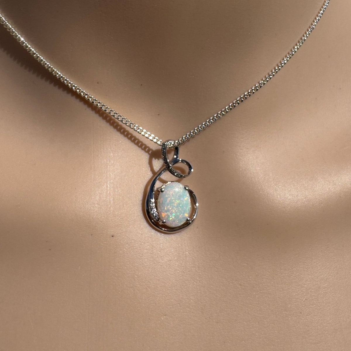 2.1ct Coober Pedy Opal Pendant Necklace ~ 'Karijini Ribbon' | 925 Sterling Silver | Solid Australian Opal