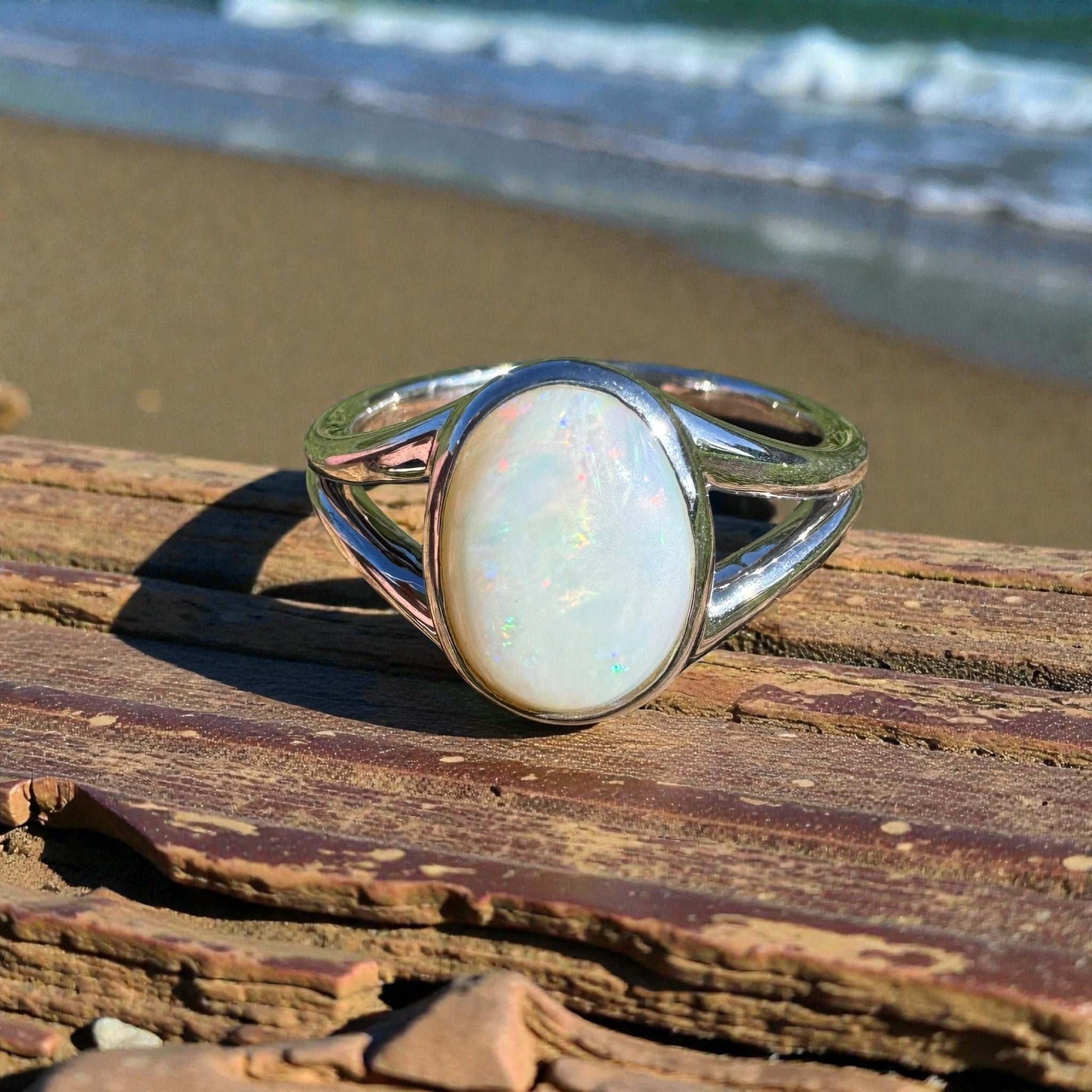 2.1ct Coober Pedy Opal Ring ~ 'Lake Hart Mirage' | 925 Sterling Silver | Solid Australian Opal