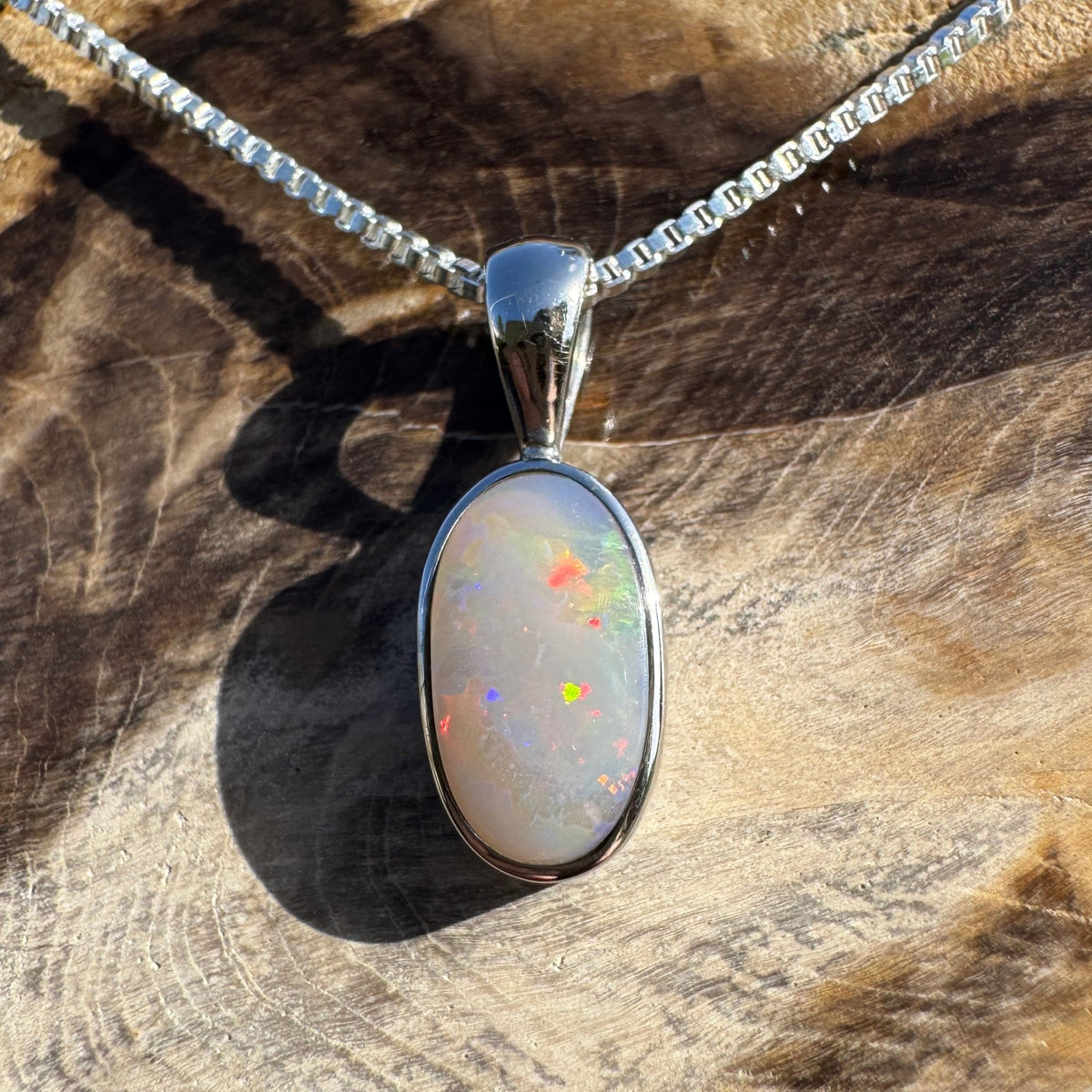 2.1ct Lightning Ridge Opal Pendant Necklace ~ 'Collarenebri Firelight' | 925 Sterling Silver | Solid Australian Opal