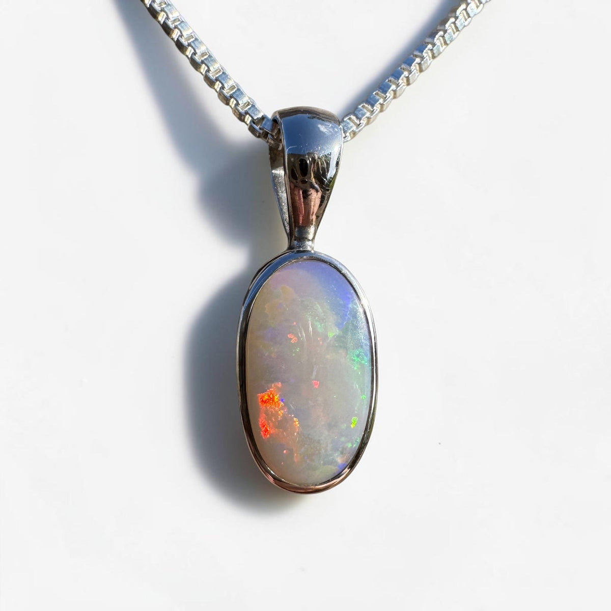 2.1ct Lightning Ridge Opal Pendant Necklace ~ 'Collarenebri Firelight' | 925 Sterling Silver | Solid Australian Opal