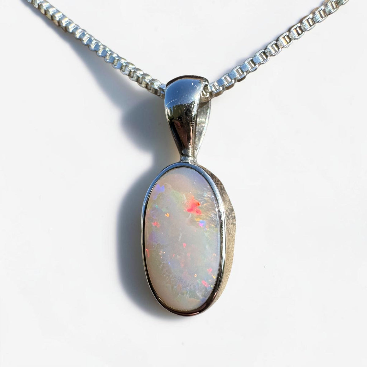 2.1ct Lightning Ridge Opal Pendant Necklace ~ 'Collarenebri Firelight' | 925 Sterling Silver | Solid Australian Opal