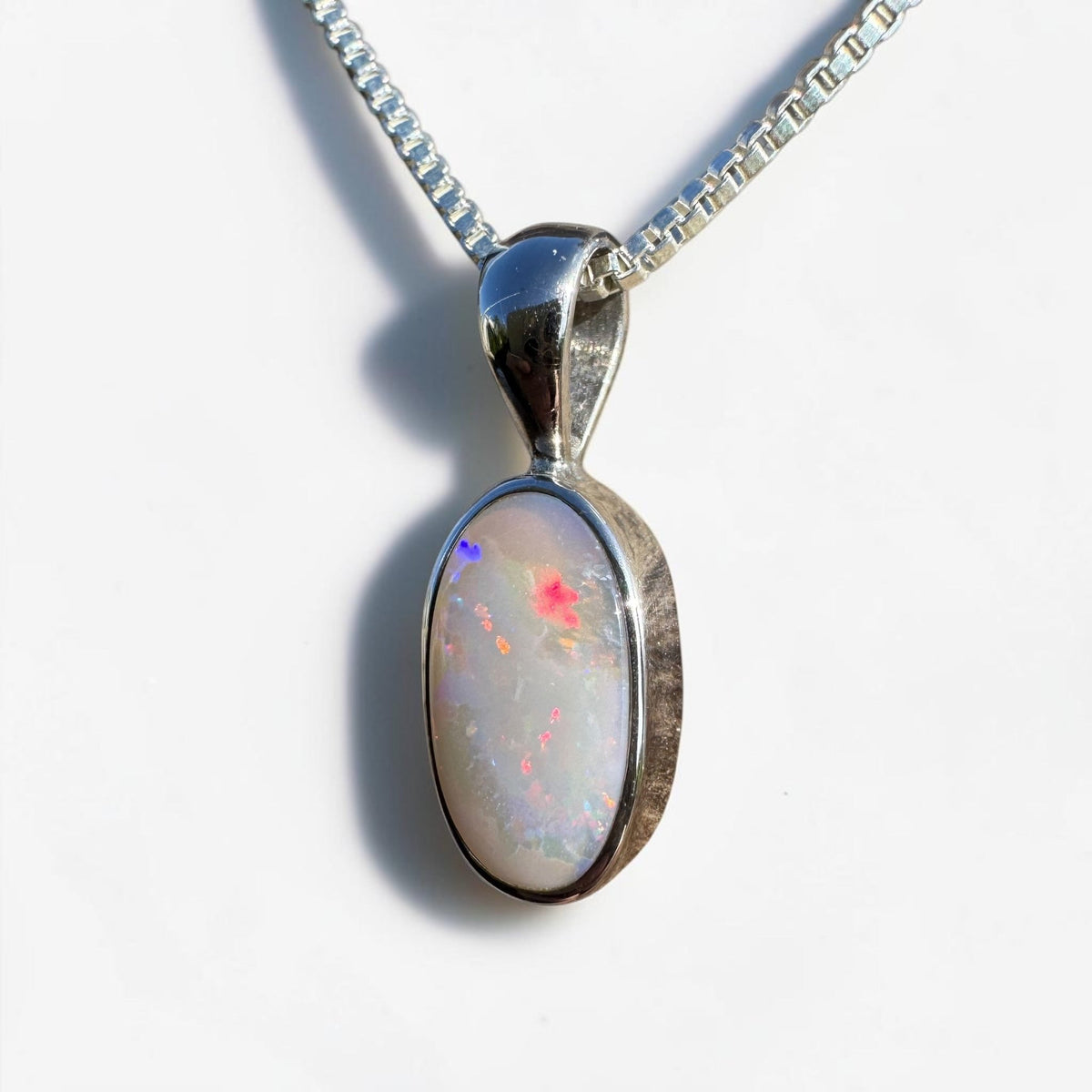 2.1ct Lightning Ridge Opal Pendant Necklace ~ 'Collarenebri Firelight' | 925 Sterling Silver | Solid Australian Opal