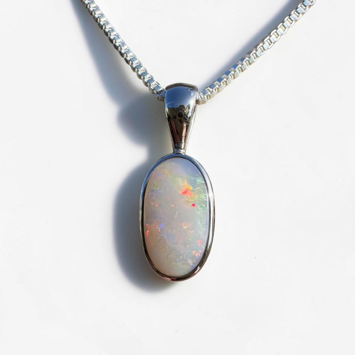 2.1ct Lightning Ridge Opal Pendant Necklace ~ 'Collarenebri Firelight' | 925 Sterling Silver | Solid Australian Opal