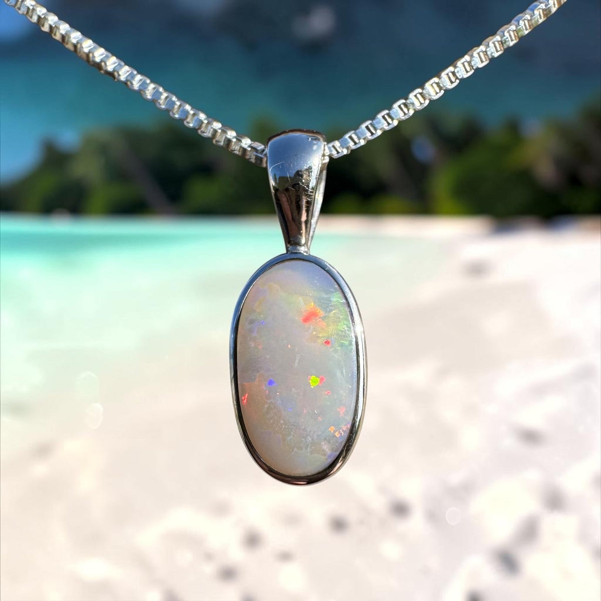 2.1ct Lightning Ridge Opal Pendant Necklace ~ 'Collarenebri Firelight' | 925 Sterling Silver | Solid Australian Opal