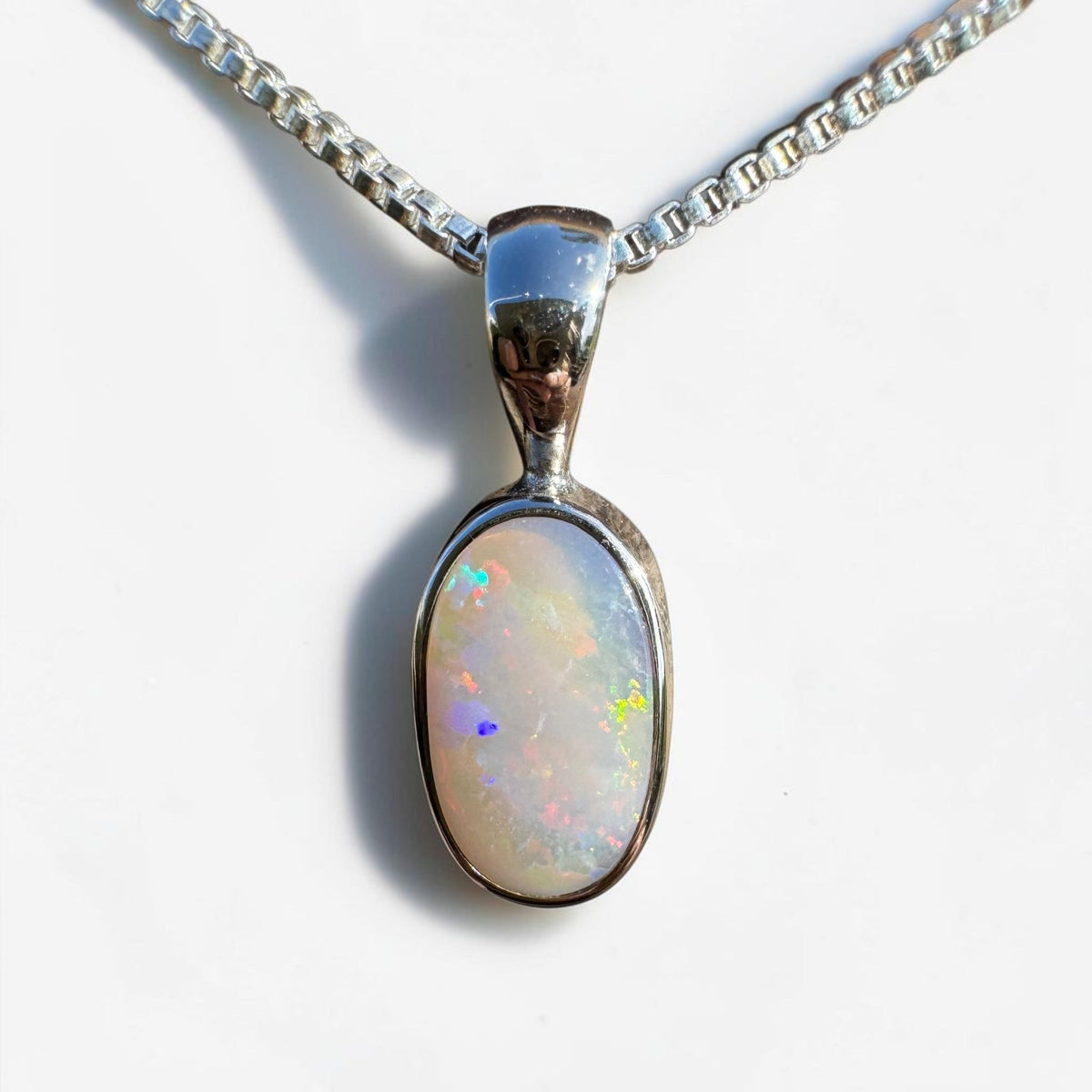2.1ct Lightning Ridge Opal Pendant Necklace ~ 'Collarenebri Firelight' | 925 Sterling Silver | Solid Australian Opal