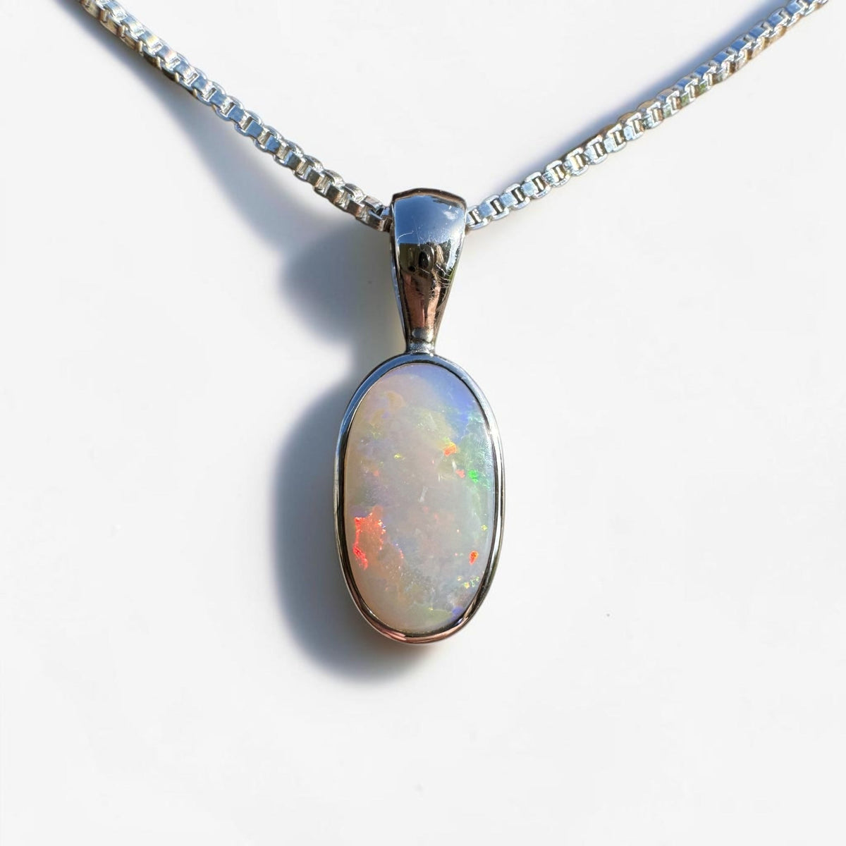 2.1ct Lightning Ridge Opal Pendant Necklace ~ 'Collarenebri Firelight' | 925 Sterling Silver | Solid Australian Opal