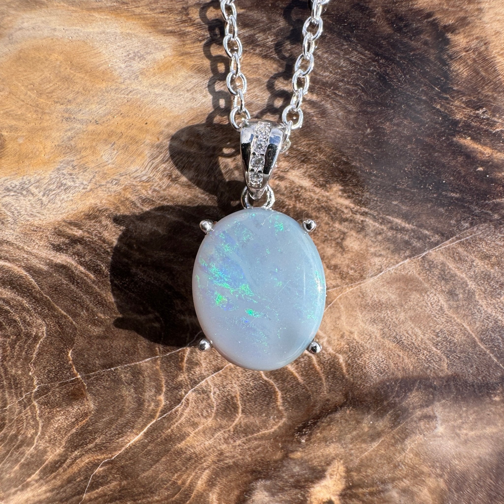 2.1ct Lightning Ridge Opal Pendant Necklace ~ 'Ironbark Sun Catcher' | 925 Sterling Silver | Solid Australian Opal