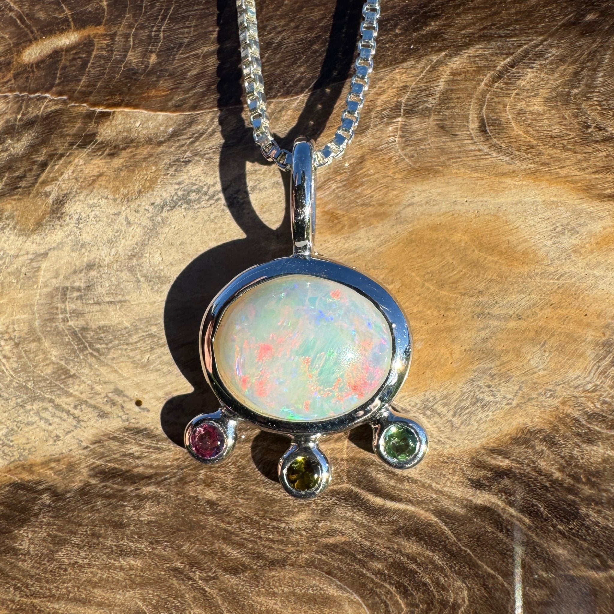 2.25ct Coober Pedy Opal Pendant Necklace ~ 'Cloudbreak Glow' | 925 Sterling Silver | Solid Australian Opal