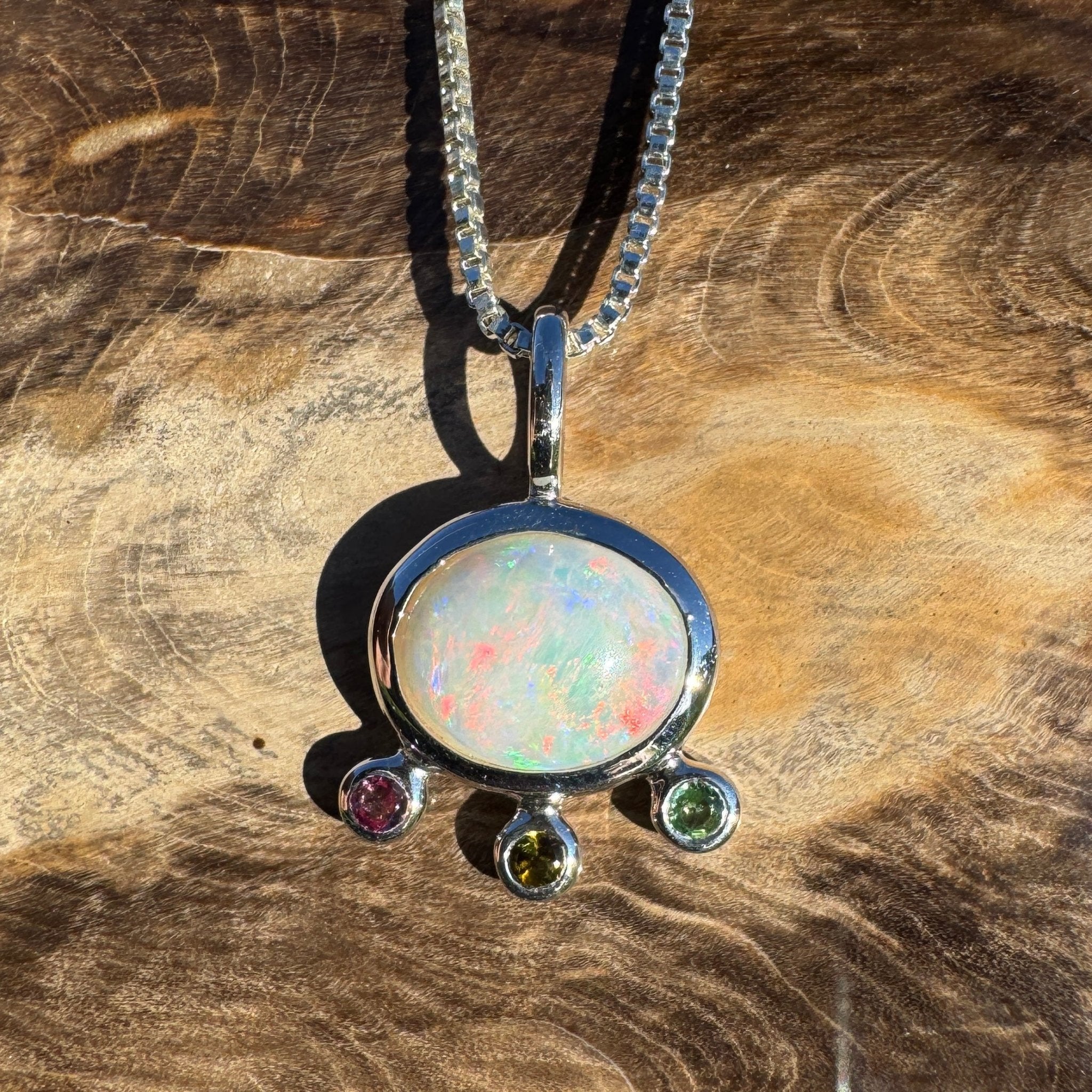 2.25ct Coober Pedy Opal Pendant Necklace ~ 'Cloudbreak Glow' | 925 Sterling Silver | Solid Australian Opal