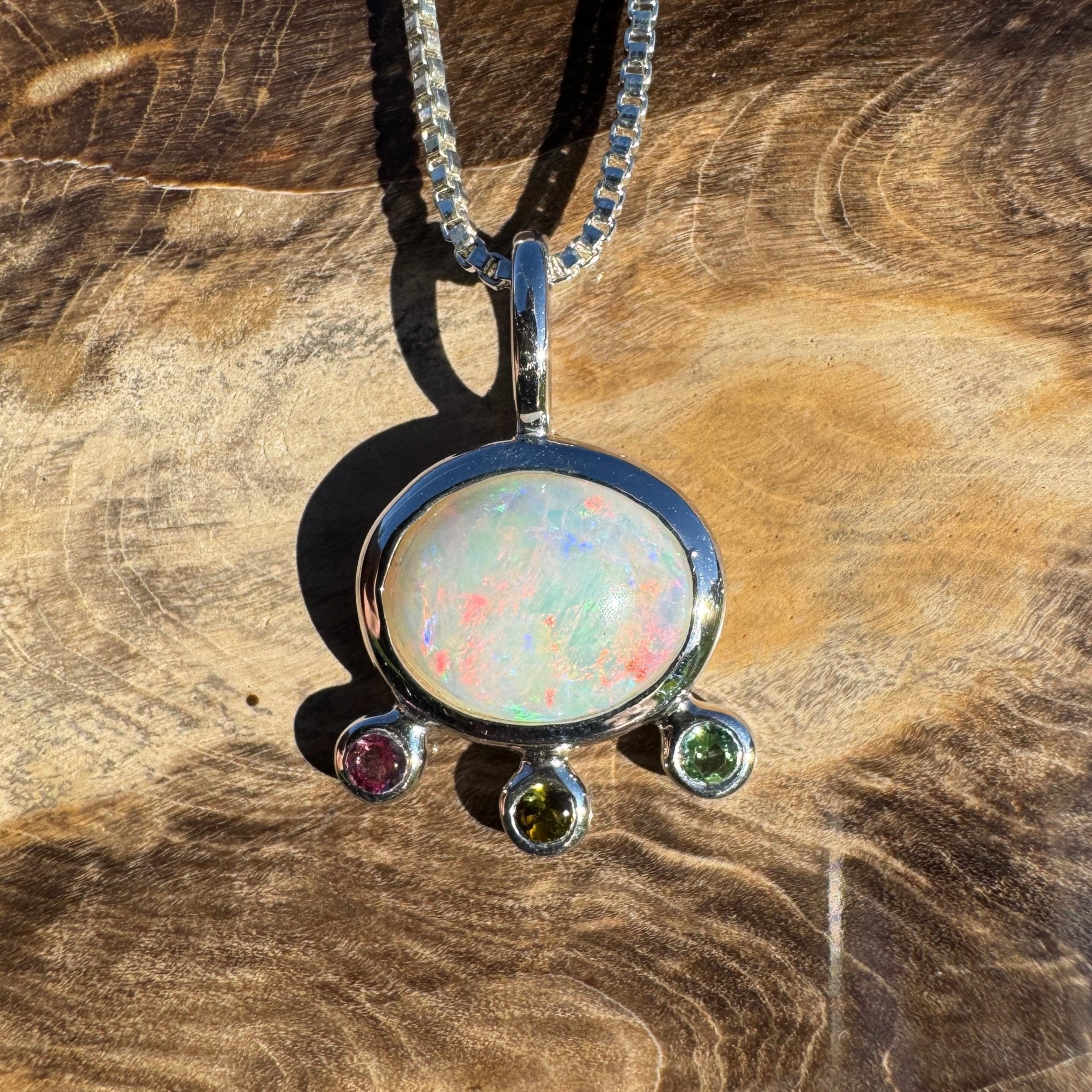 2.25ct Coober Pedy Opal Pendant Necklace ~ 'Cloudbreak Glow' | 925 Sterling Silver | Solid Australian Opal