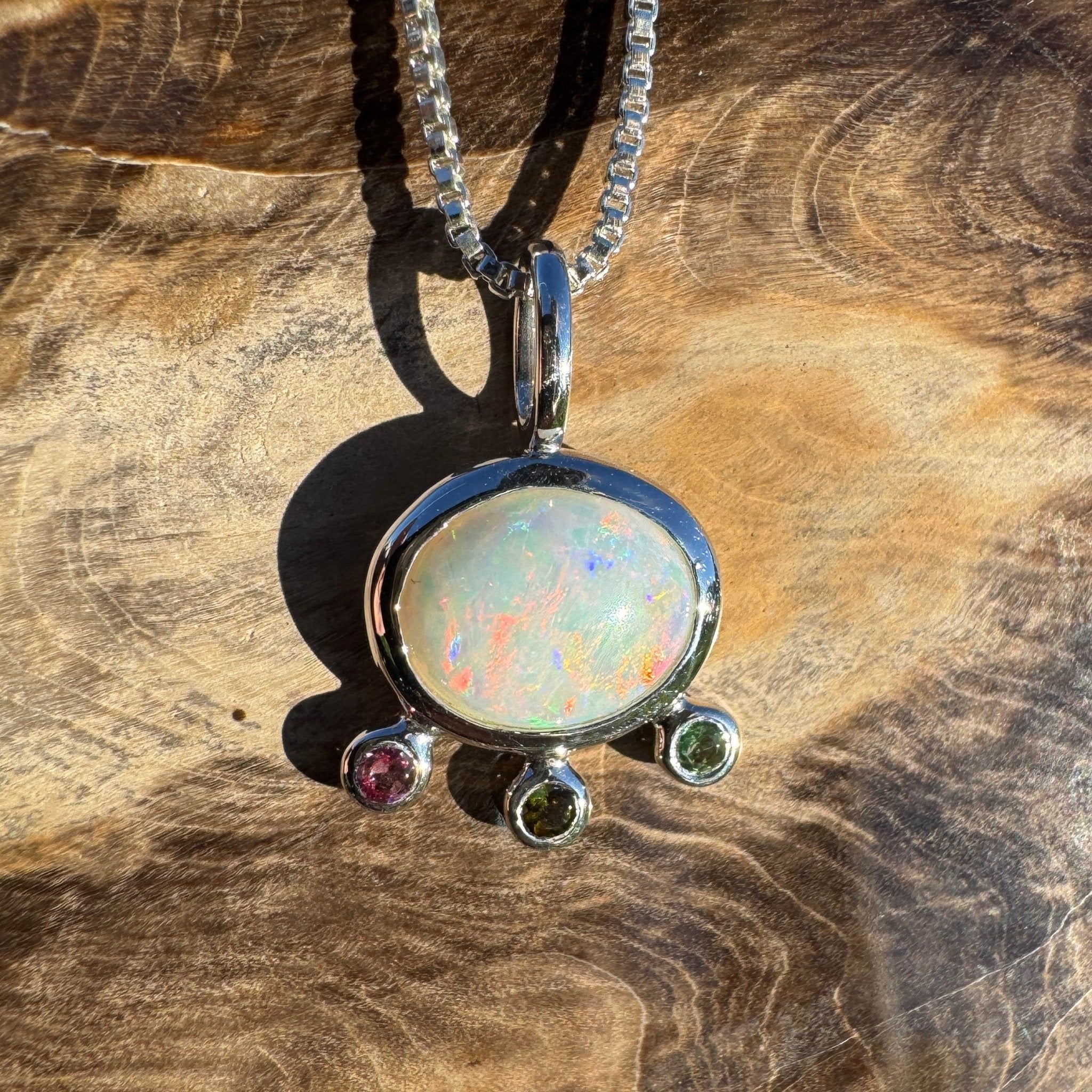 2.25ct Coober Pedy Opal Pendant Necklace ~ 'Cloudbreak Glow' | 925 Sterling Silver | Solid Australian Opal