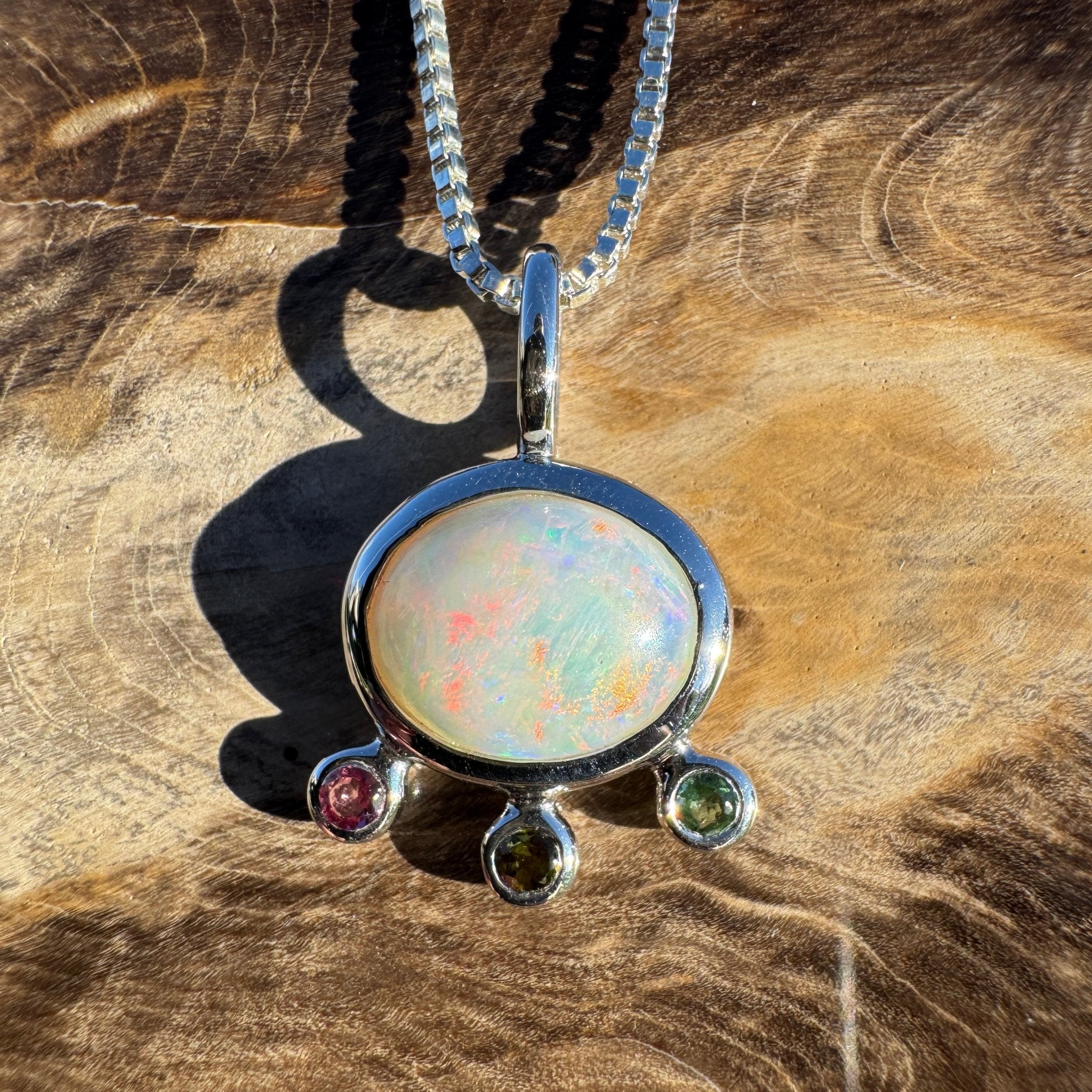 2.25ct Coober Pedy Opal Pendant Necklace ~ 'Cloudbreak Glow' | 925 Sterling Silver | Solid Australian Opal