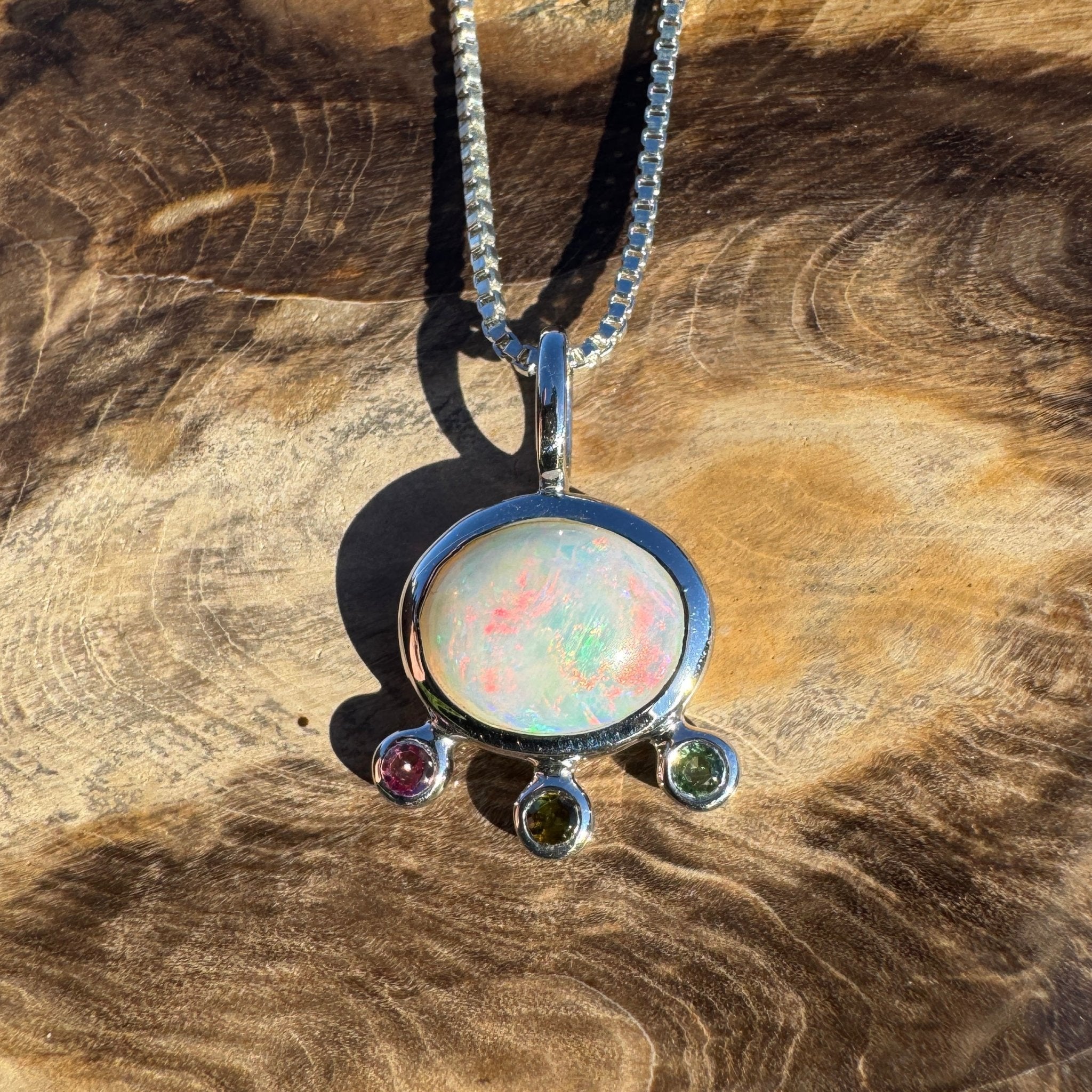 2.25ct Coober Pedy Opal Pendant Necklace ~ 'Cloudbreak Glow' | 925 Sterling Silver | Solid Australian Opal