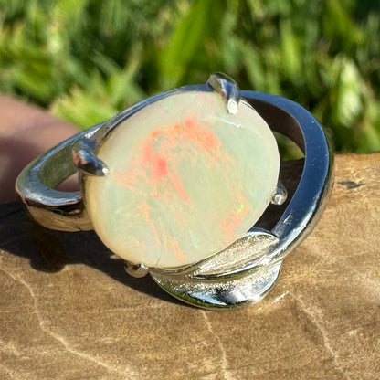 Handcrafted 2.4ct Solid Lighting Ridge Opal Sterling Silver Ring