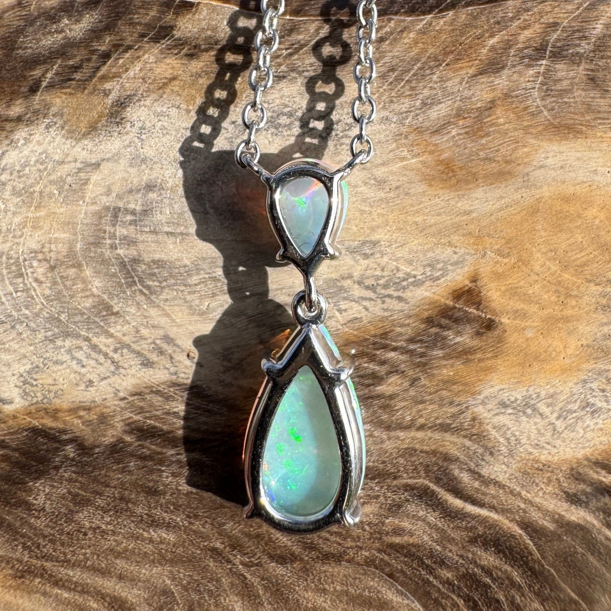 2.2ct Coober Pedy Crystal Opal Pendant Necklace ~ 'Robe Headland Spectrum' | 925 Sterling Silver | Solid Australian Opal
