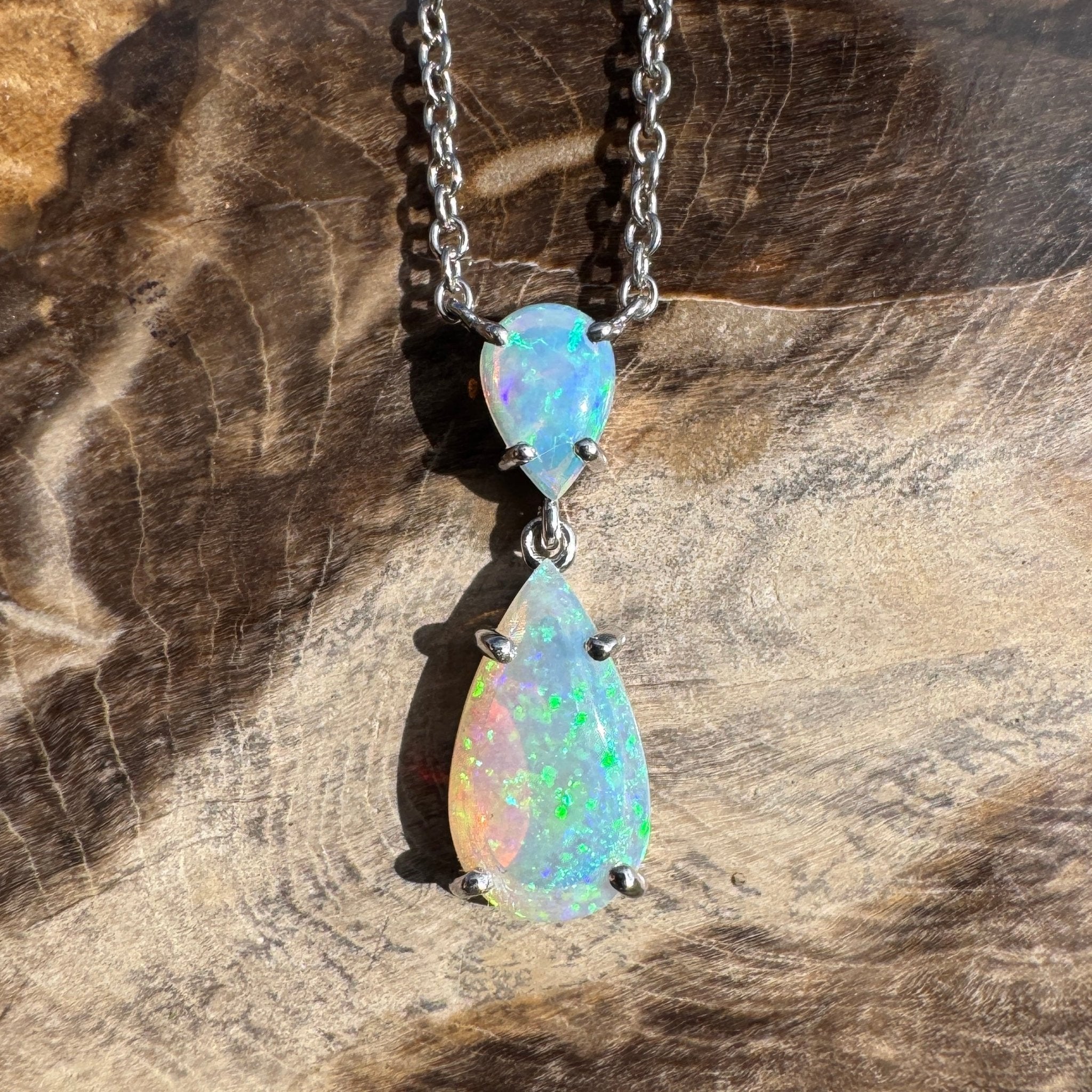 2.2ct Coober Pedy Crystal Opal Pendant Necklace ~ 'Robe Headland Spectrum' | 925 Sterling Silver | Solid Australian Opal