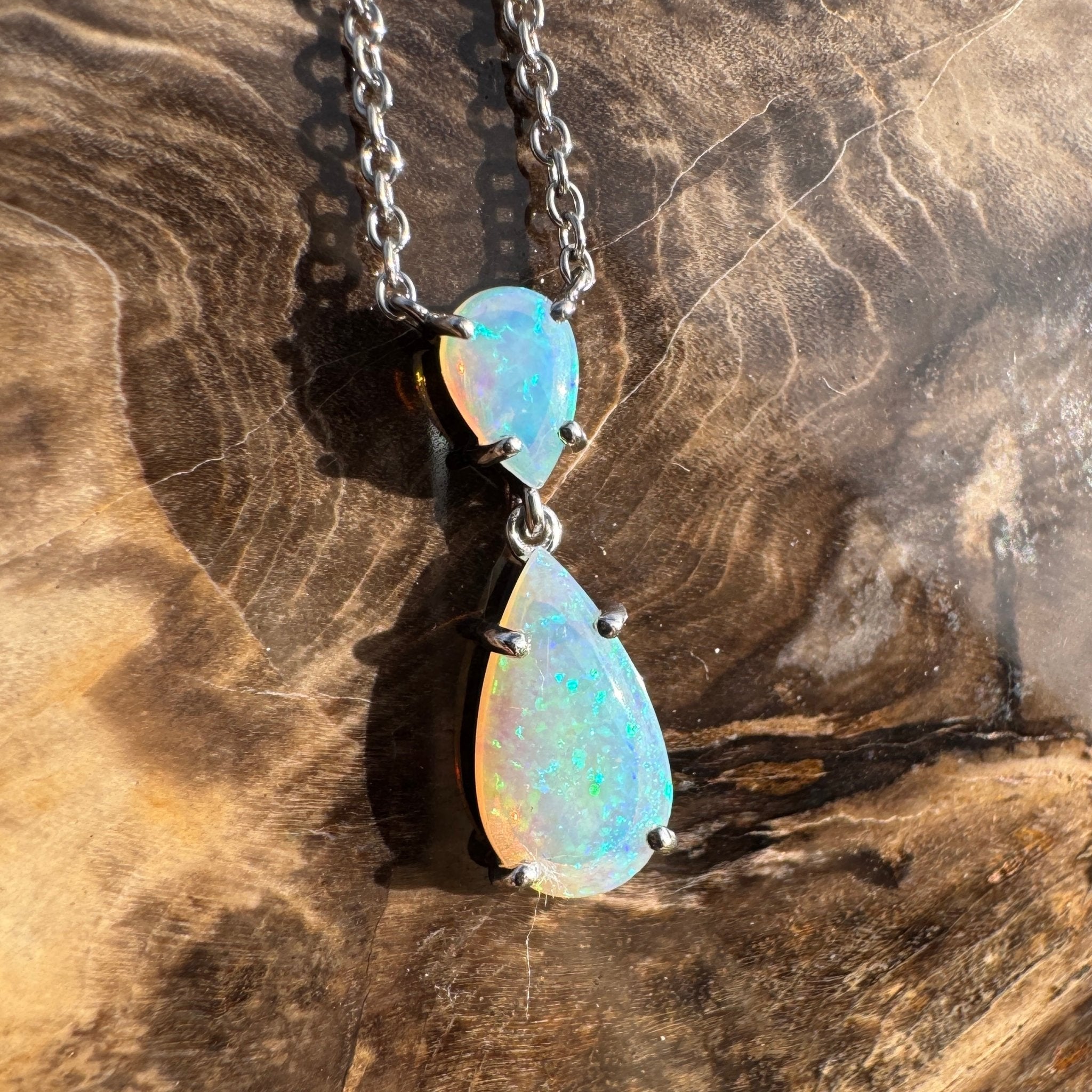 2.2ct Coober Pedy Crystal Opal Pendant Necklace ~ 'Robe Headland Spectrum' | 925 Sterling Silver | Solid Australian Opal