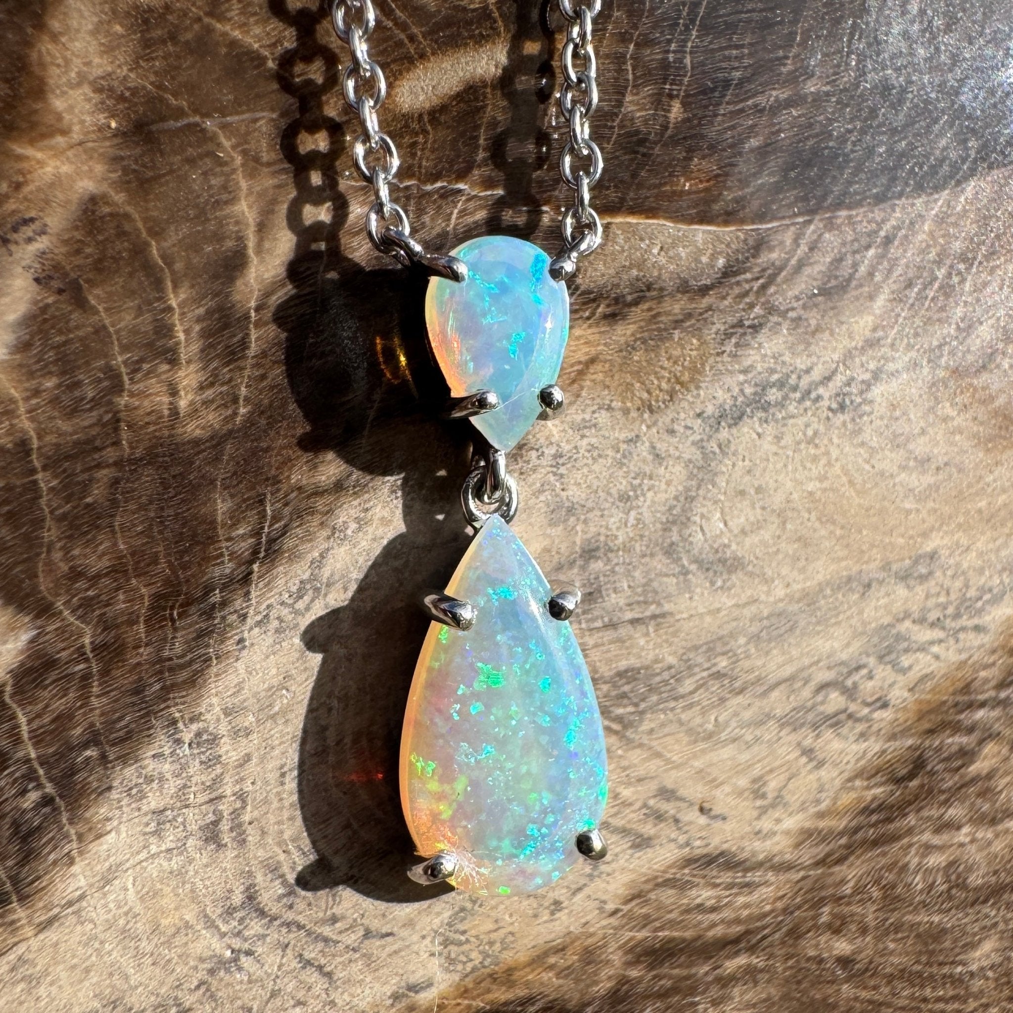 2.2ct Coober Pedy Crystal Opal Pendant Necklace ~ 'Robe Headland Spectrum' | 925 Sterling Silver | Solid Australian Opal