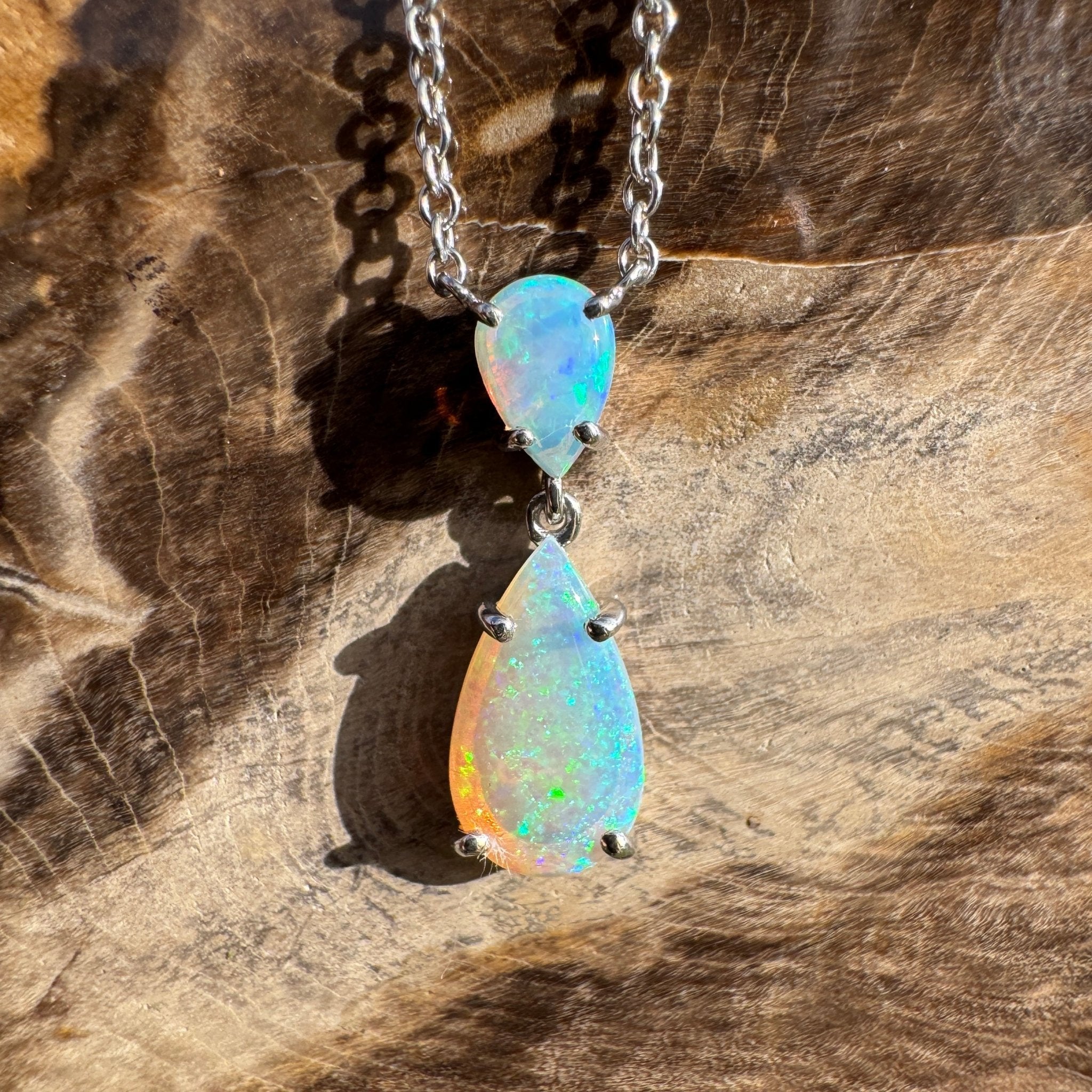 2.2ct Coober Pedy Crystal Opal Pendant Necklace ~ 'Robe Headland Spectrum' | 925 Sterling Silver | Solid Australian Opal