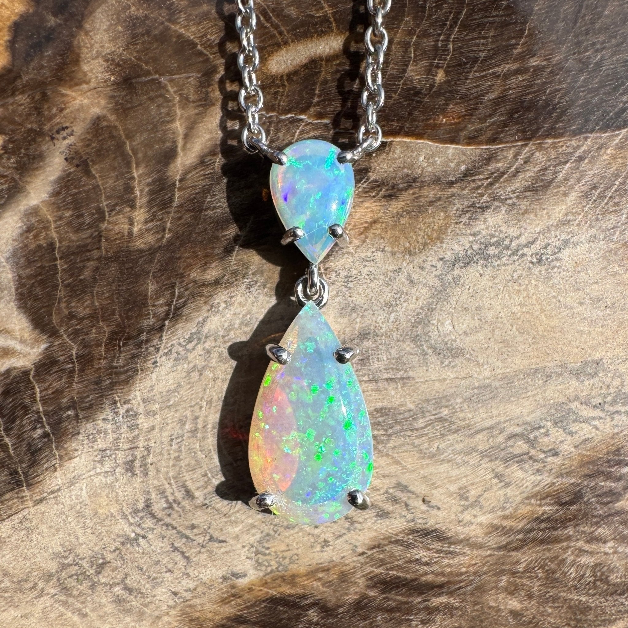 2.2ct Coober Pedy Crystal Opal Pendant Necklace ~ 'Robe Headland Spectrum' | 925 Sterling Silver | Solid Australian Opal
