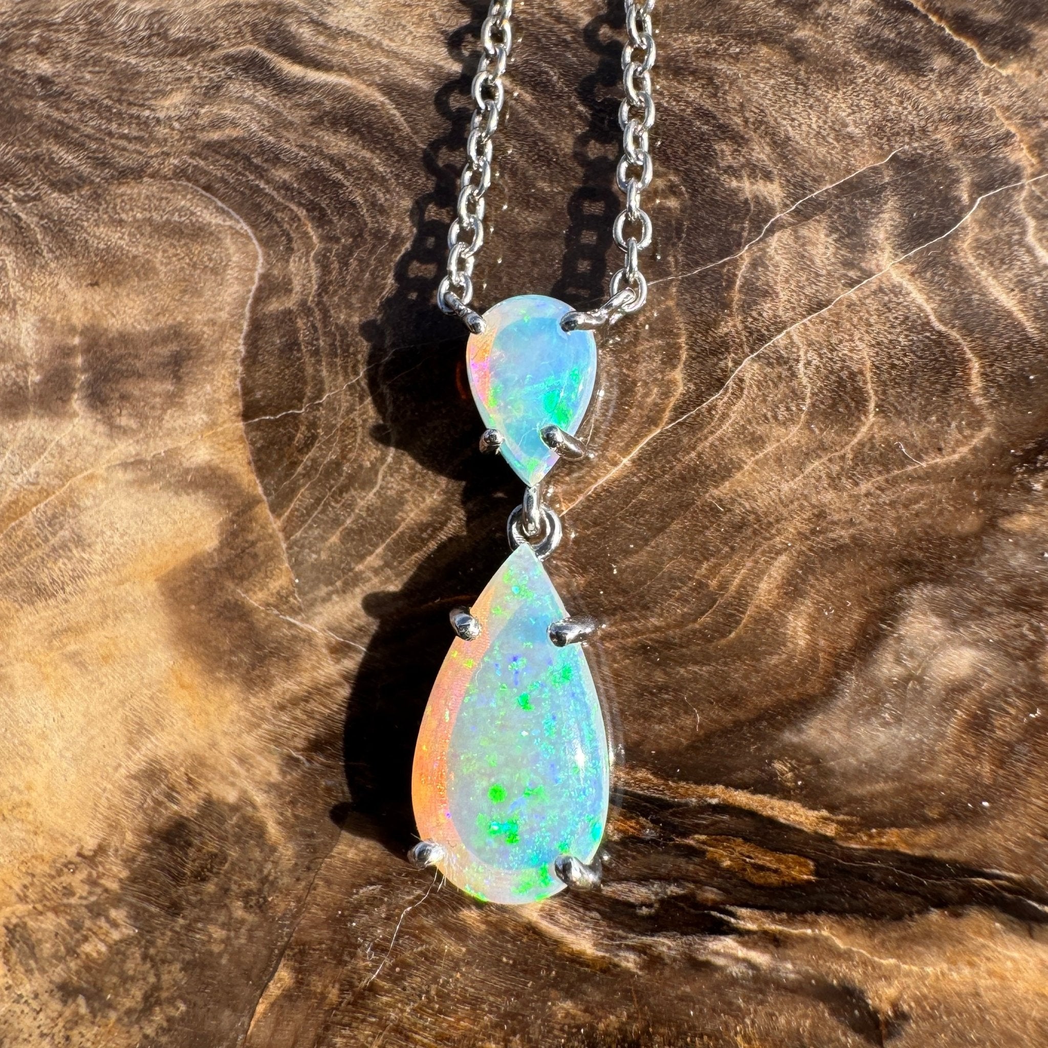 2.2ct Coober Pedy Crystal Opal Pendant Necklace ~ 'Robe Headland Spectrum' | 925 Sterling Silver | Solid Australian Opal