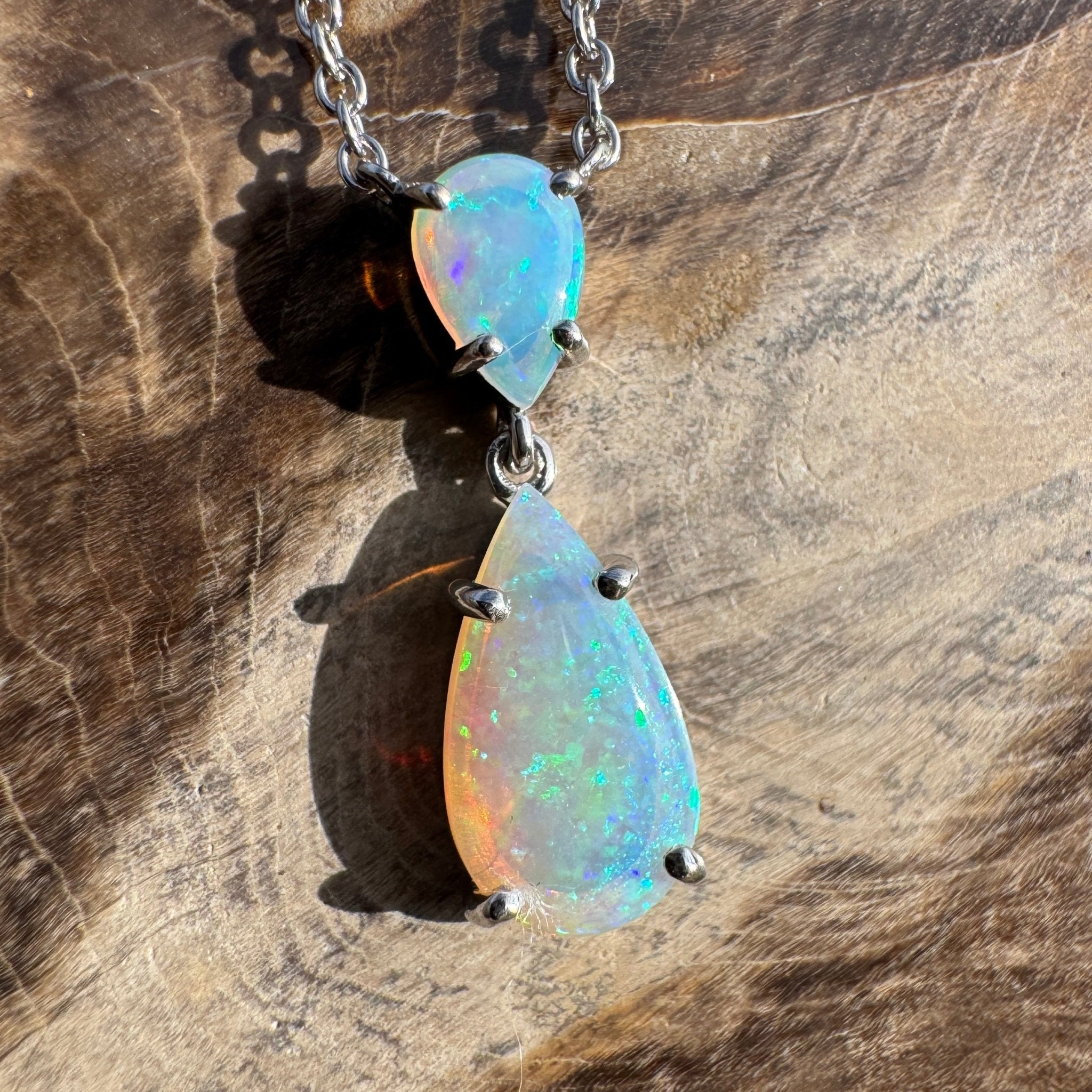 2.2ct Coober Pedy Crystal Opal Pendant Necklace ~ 'Robe Headland Spectrum' | 925 Sterling Silver | Solid Australian Opal