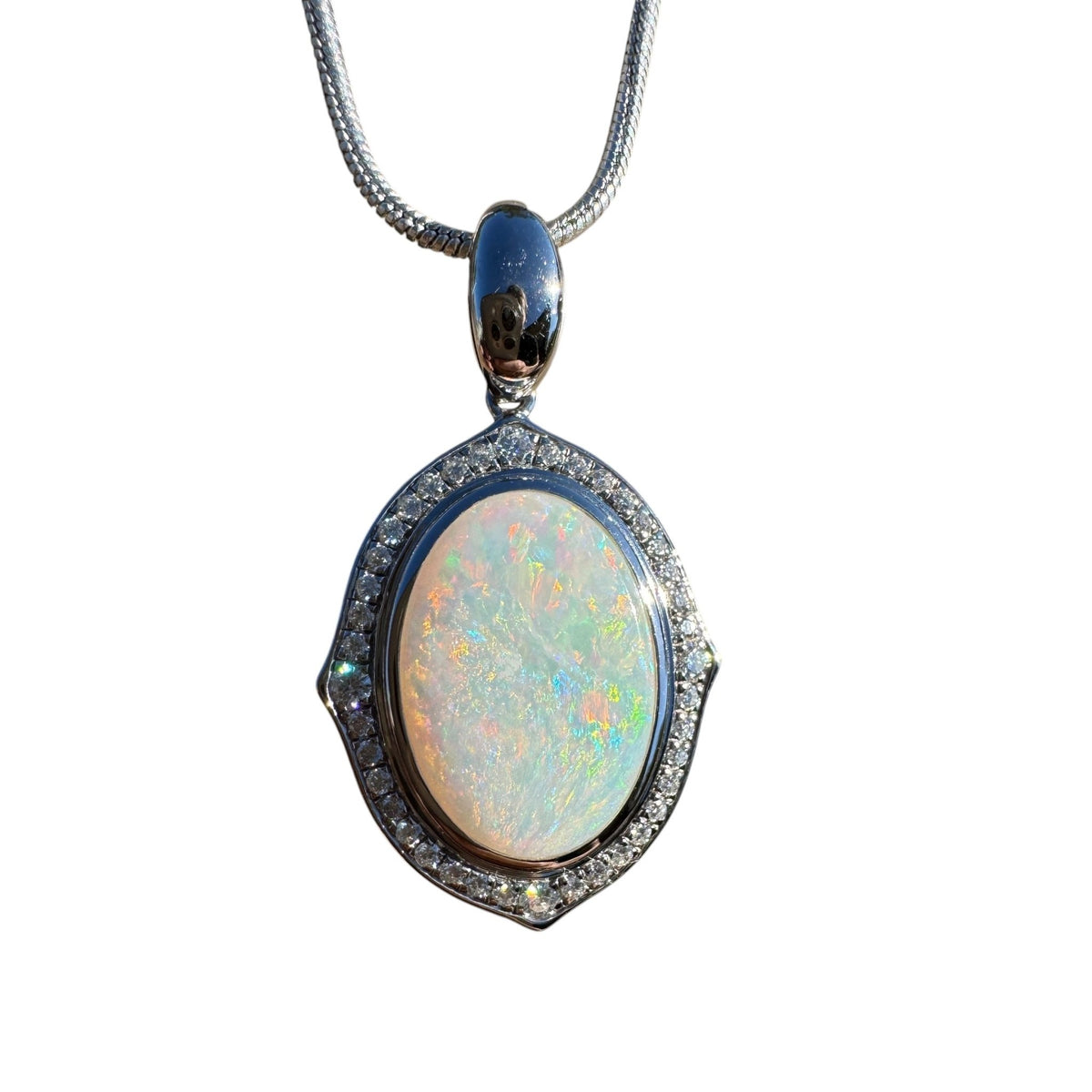 2.2ct Coober Pedy Opal Pendant Necklace ~ 'Lorne Coast Glow' | 925 Sterling Silver | Solid Australian Opal