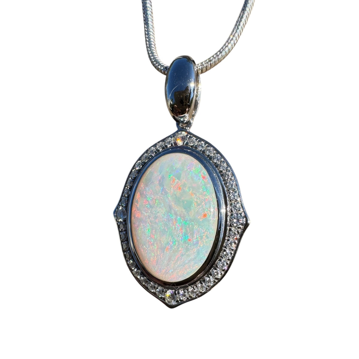2.2ct Coober Pedy Opal Pendant Necklace ~ 'Lorne Coast Glow' | 925 Sterling Silver | Solid Australian Opal