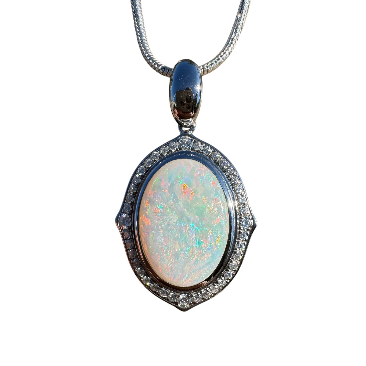 2.2ct Coober Pedy Opal Pendant Necklace ~ 'Lorne Coast Glow' | 925 Sterling Silver | Solid Australian Opal