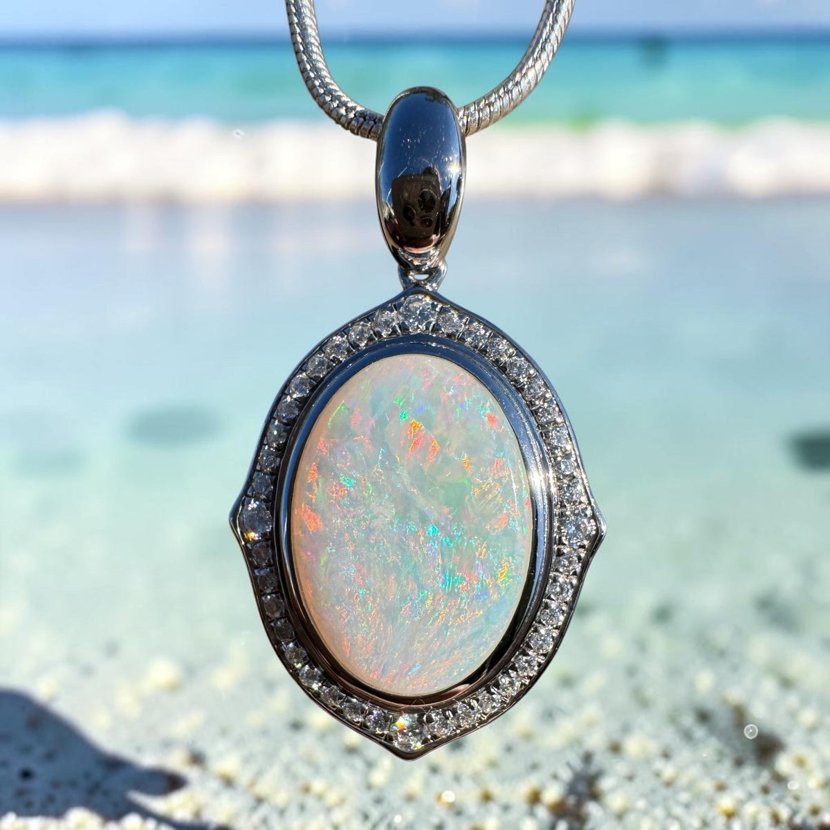 2.2ct Coober Pedy Opal Pendant Necklace ~ 'Lorne Coast Glow' | 925 Sterling Silver | Solid Australian Opal