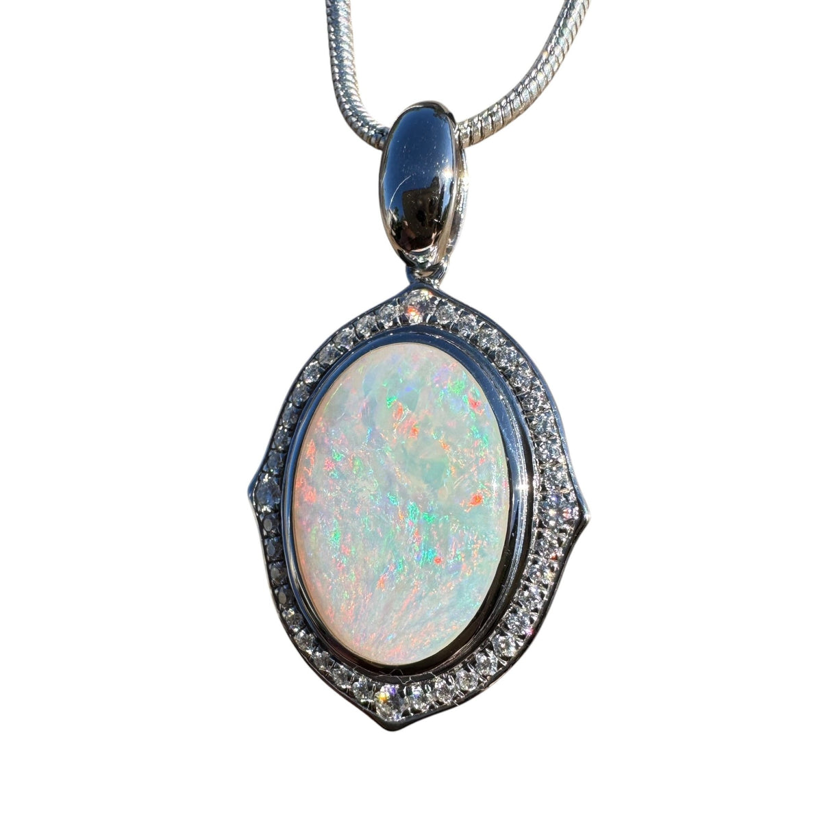 2.2ct Coober Pedy Opal Pendant Necklace ~ 'Lorne Coast Glow' | 925 Sterling Silver | Solid Australian Opal