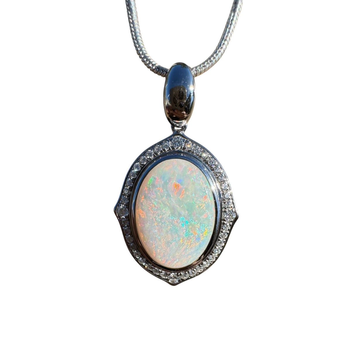 2.2ct Coober Pedy Opal Pendant Necklace ~ 'Lorne Coast Glow' | 925 Sterling Silver | Solid Australian Opal
