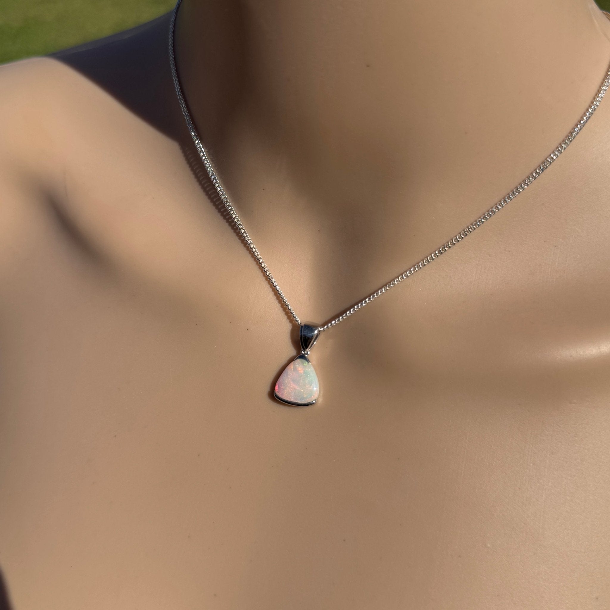 2.2ct Coober Pedy Opal Pendant Necklace ~ 'Peterborough Prism' | 925 Sterling Silver | Solid Australian Opal