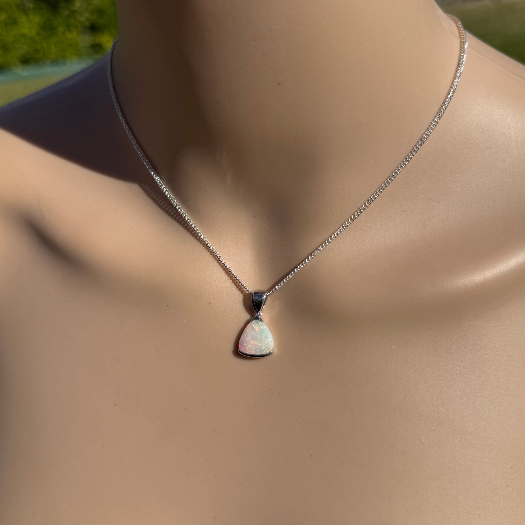 2.2ct Coober Pedy Opal Pendant Necklace ~ 'Peterborough Prism' | 925 Sterling Silver | Solid Australian Opal