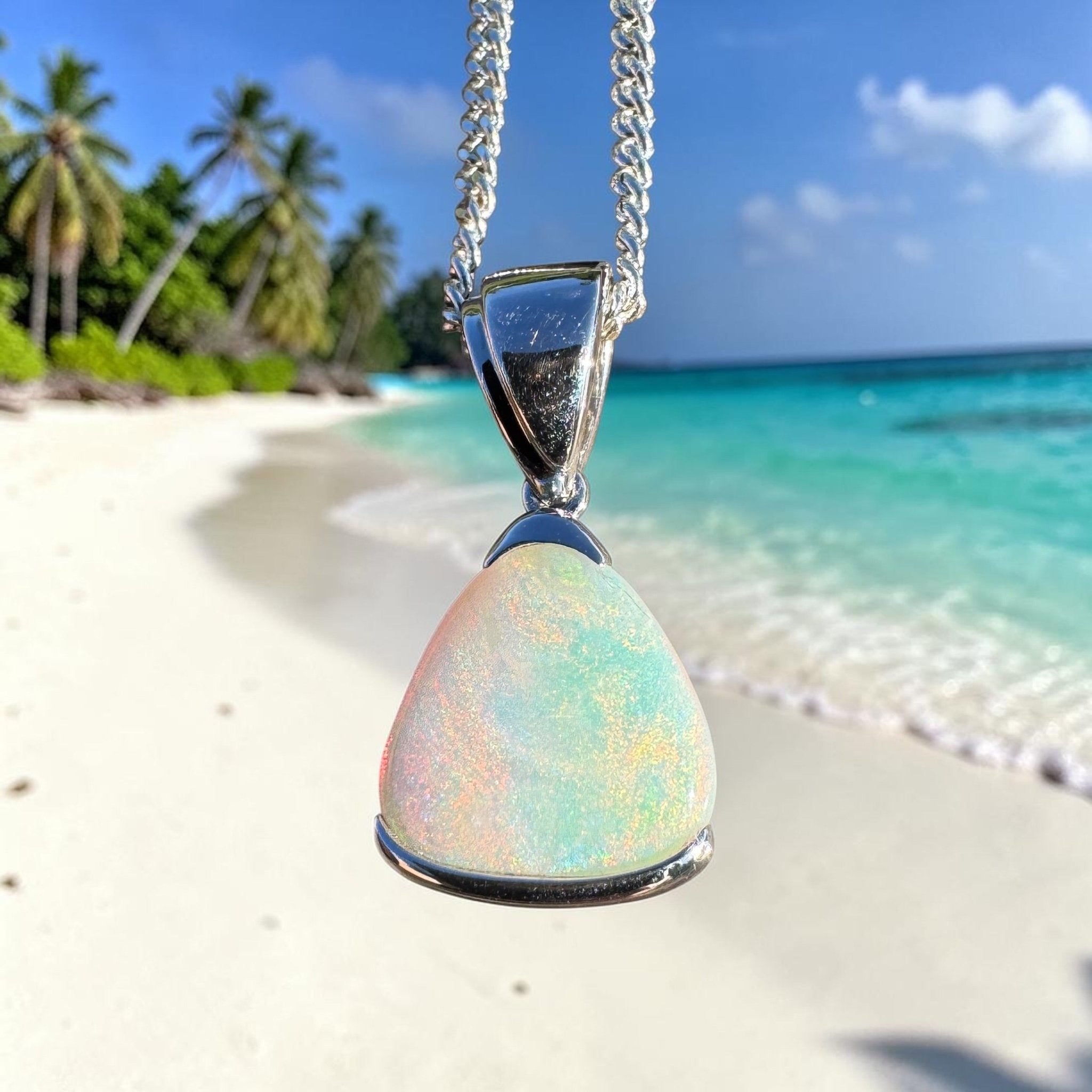 2.2ct Coober Pedy Opal Pendant Necklace ~ 'Peterborough Prism' | 925 Sterling Silver | Solid Australian Opal