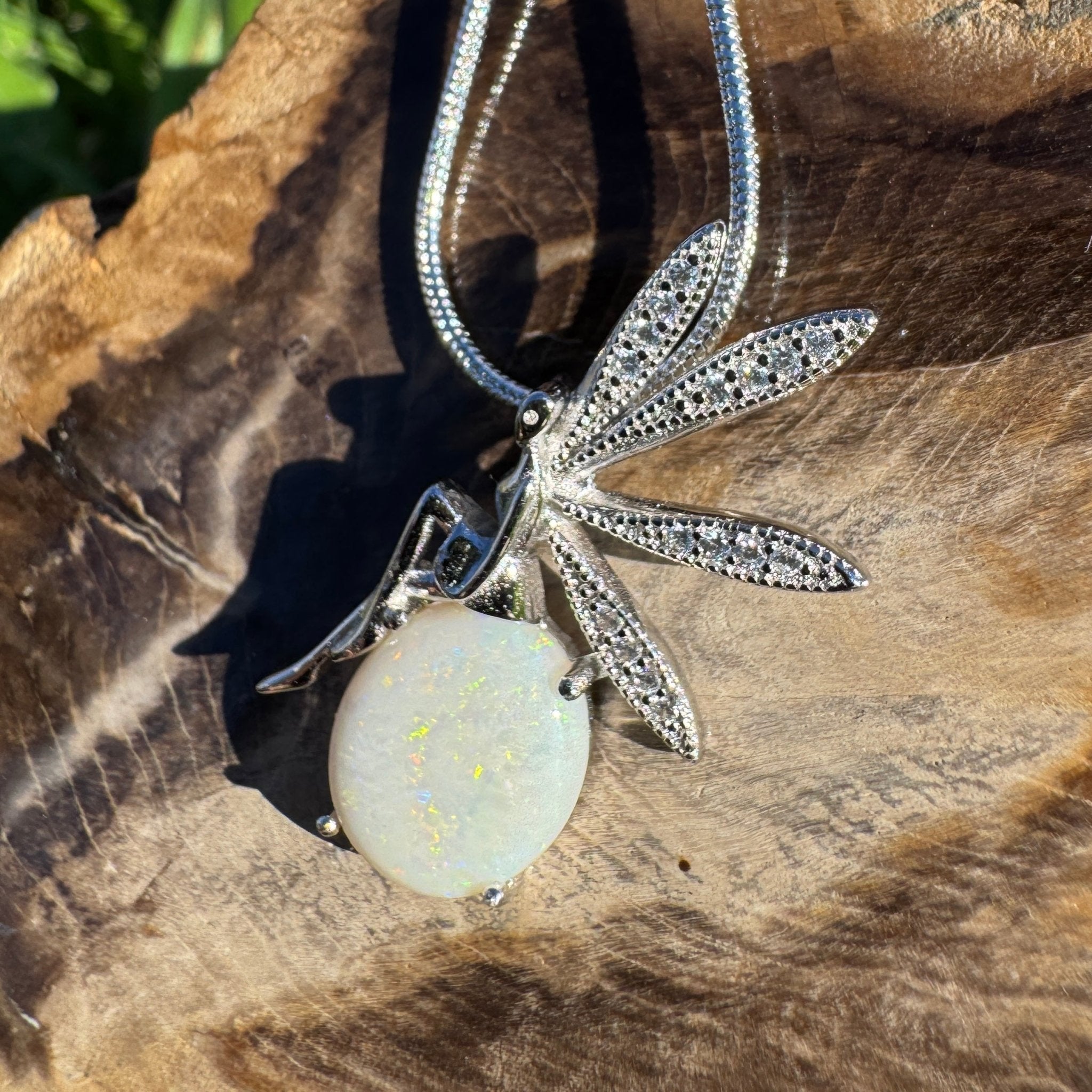 2.2ct Coober Pedy Opal Pendant Necklace ~ 'Wineglass Bay Whisper' | 925 Sterling Silver | Solid Australian Opal