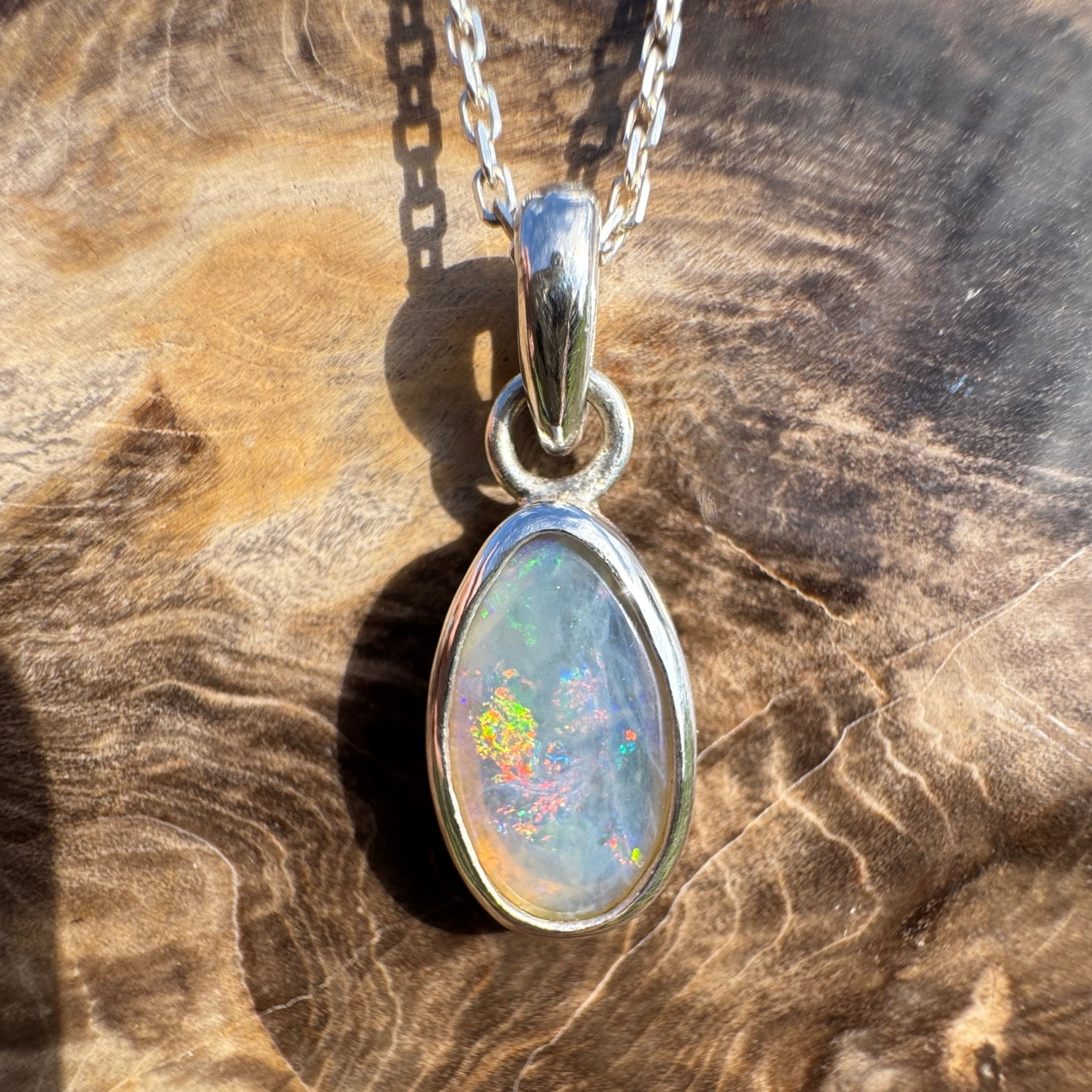 2.2ct Lightning Ridge Crystal Opal Pendant Necklace ~ 'Wineglass Radiance' | 925 Sterling Silver | Solid Australian Opal
