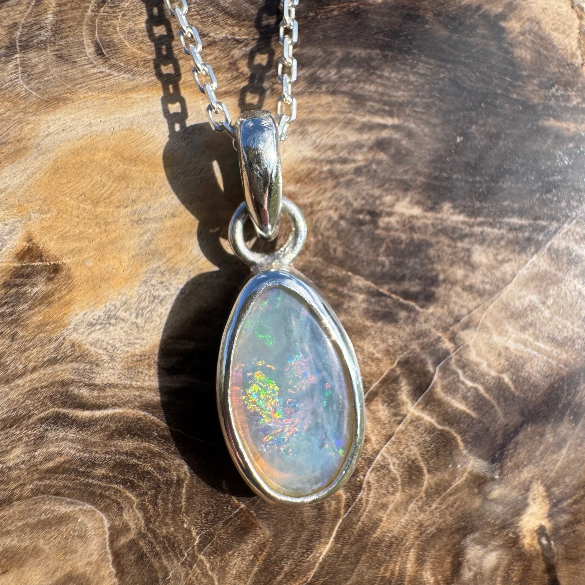 2.2ct Lightning Ridge Crystal Opal Pendant Necklace ~ 'Wineglass Radiance' | 925 Sterling Silver | Solid Australian Opal