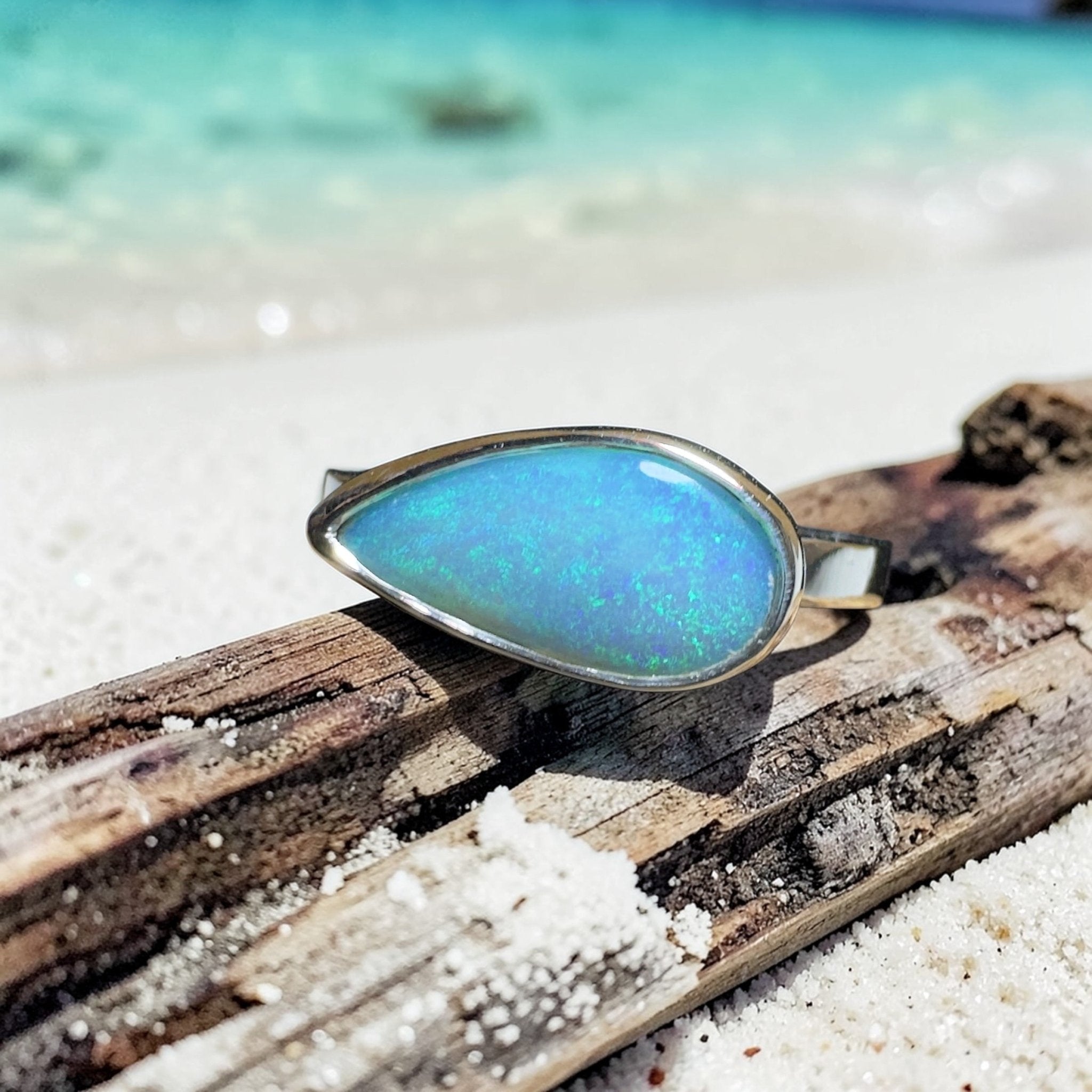 2.2ct Lightning Ridge Opal Ring ~ 'Daintree Azure' | 925 Sterling Silver | Solid Australian Opal