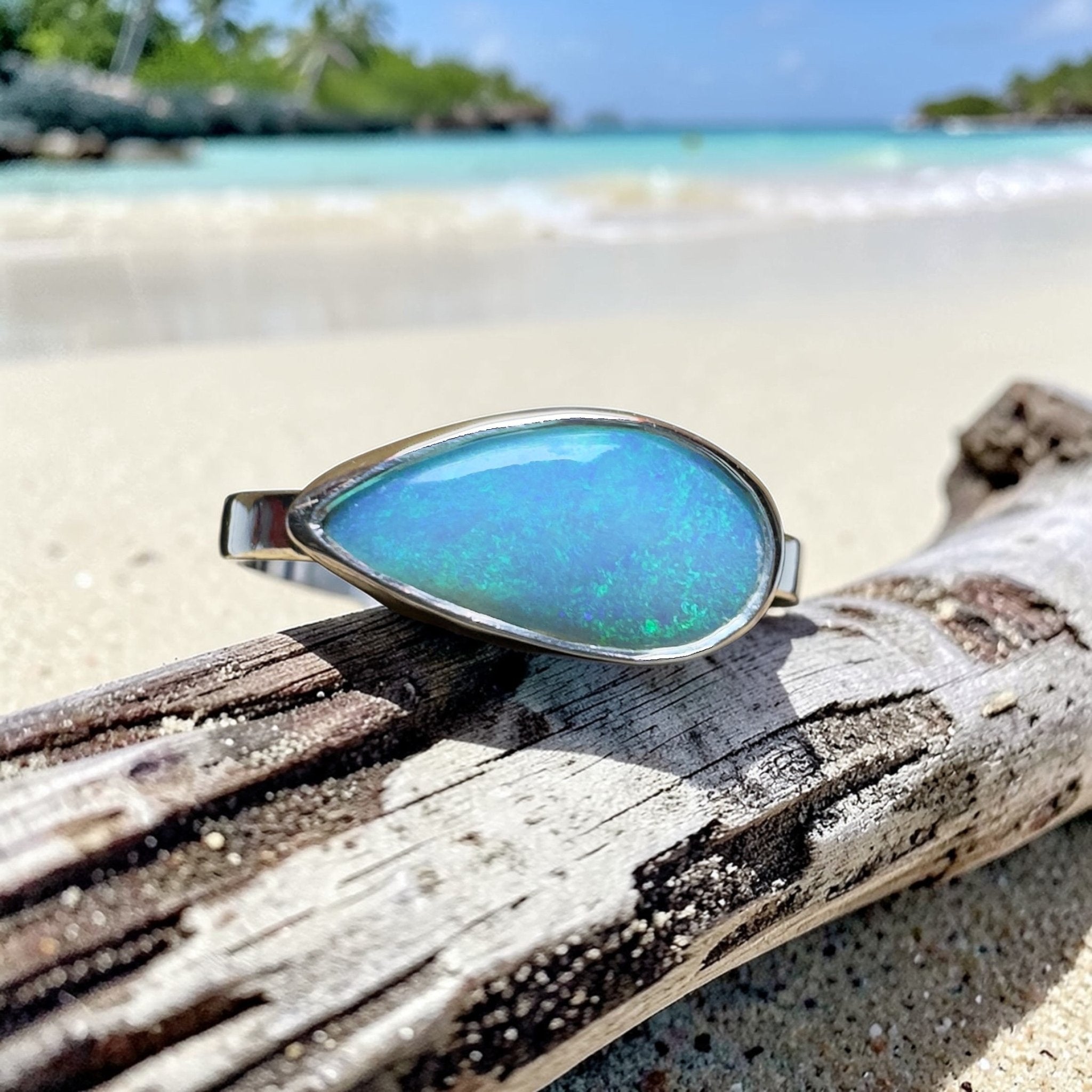 2.2ct Lightning Ridge Opal Ring ~ 'Daintree Azure' | 925 Sterling Silver | Solid Australian Opal