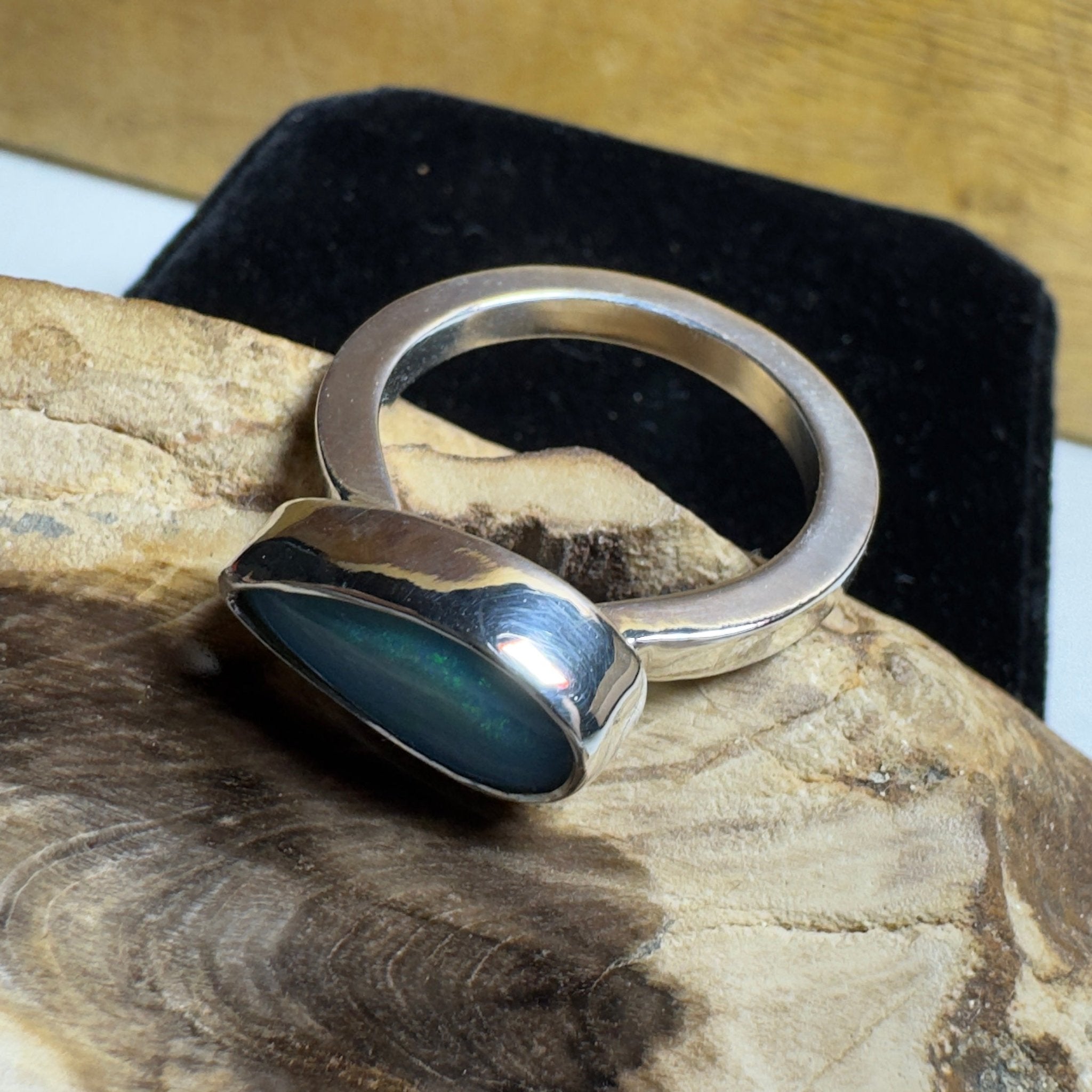 2.2ct Lightning Ridge Opal Ring ~ 'Daintree Azure' | 925 Sterling Silver | Solid Australian Opal