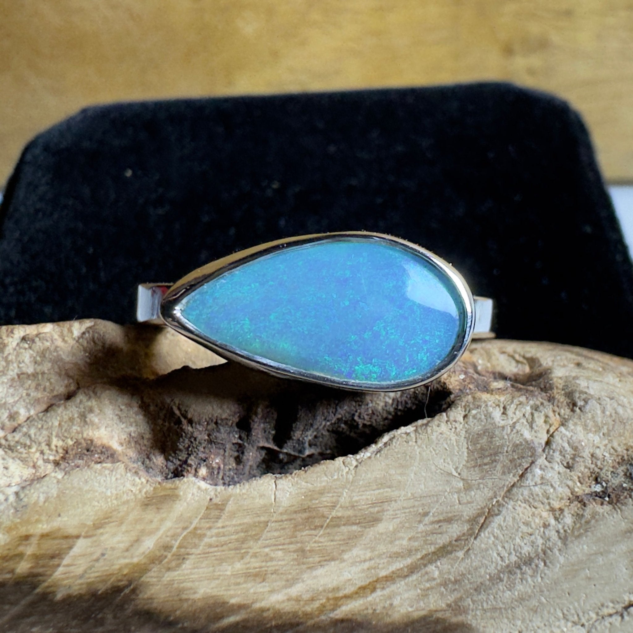 2.2ct Lightning Ridge Opal Ring ~ 'Daintree Azure' | 925 Sterling Silver | Solid Australian Opal