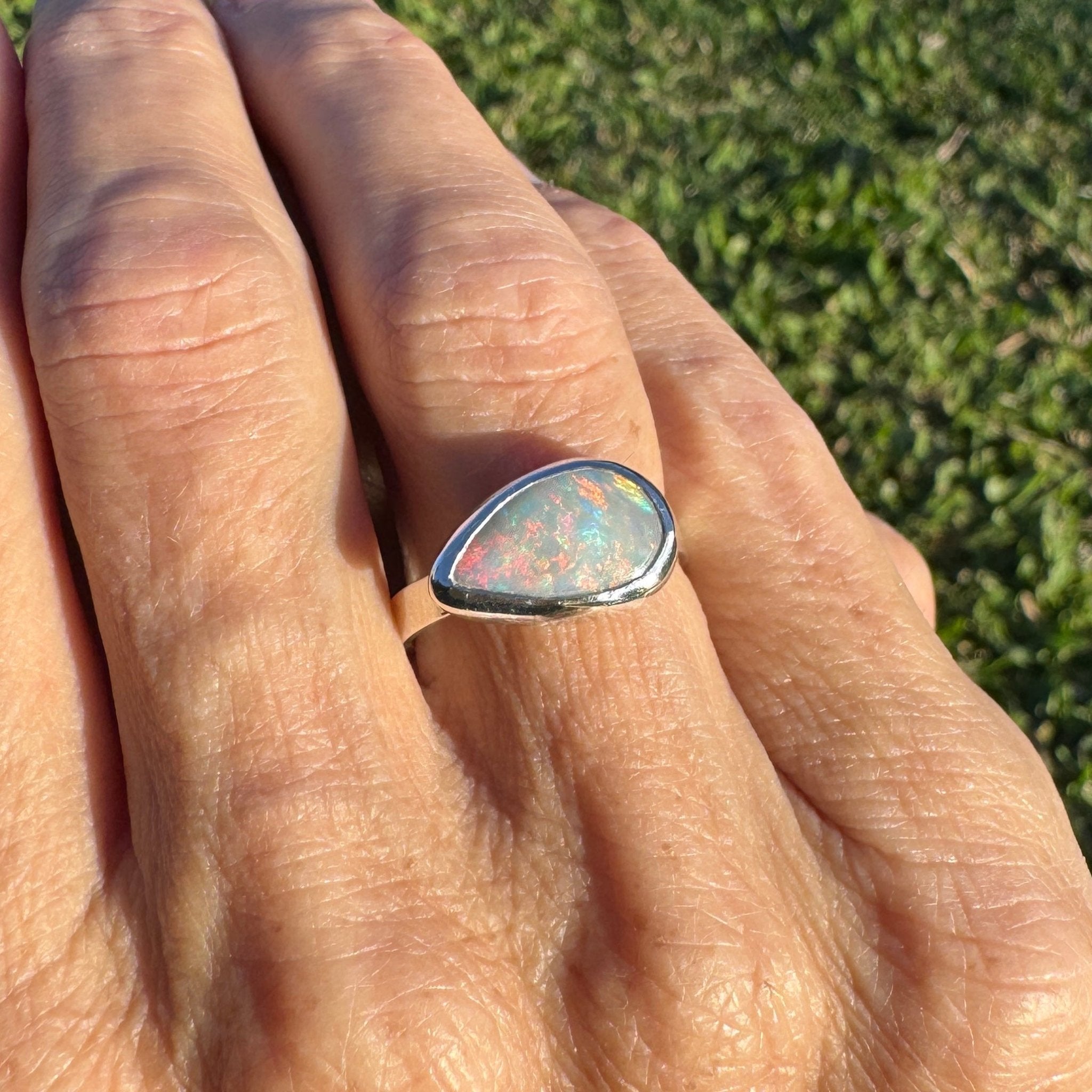 2.2ct Solid Lightning Ridge Opal Ring ~ 'Barossa Glow' | 925 Sterling Silver | Solid Australian Opal