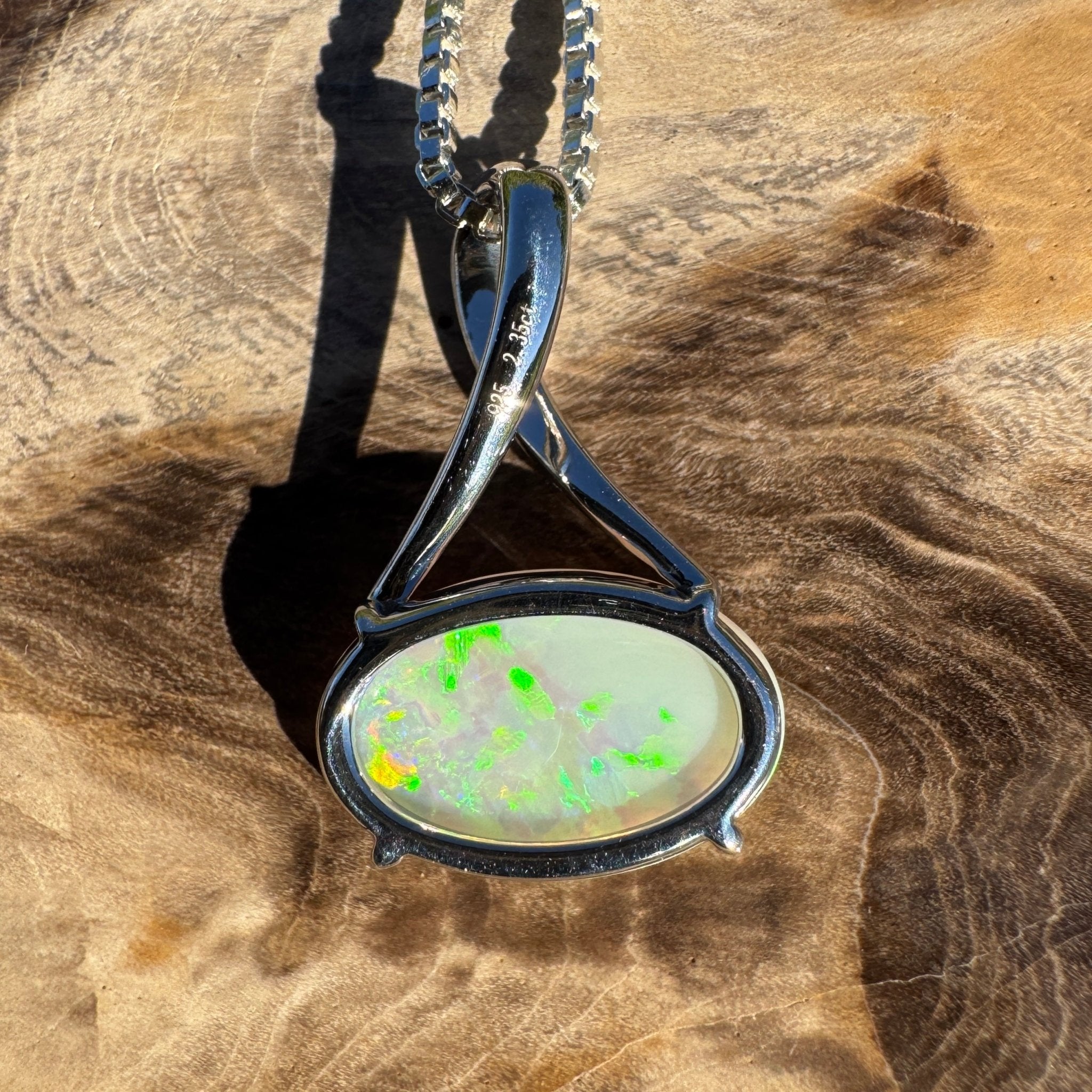 2.35ct Coober Pedy Opal Pendant Necklace ~ 'Arafura Flame' | 925 Sterling Silver | Solid Australian Opal