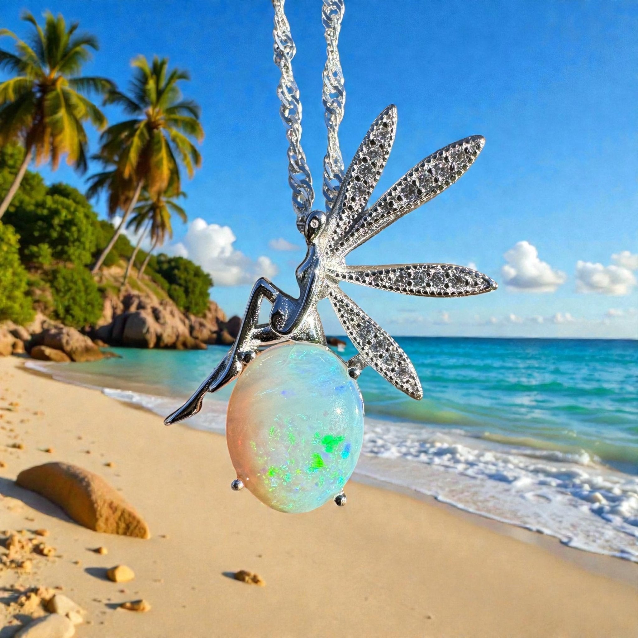 2.3ct Coober Pedy Opal Pendant Necklace ~ 'Cape Le Grand Glow ~' | 925 Sterling Silver | Solid Australian Opal