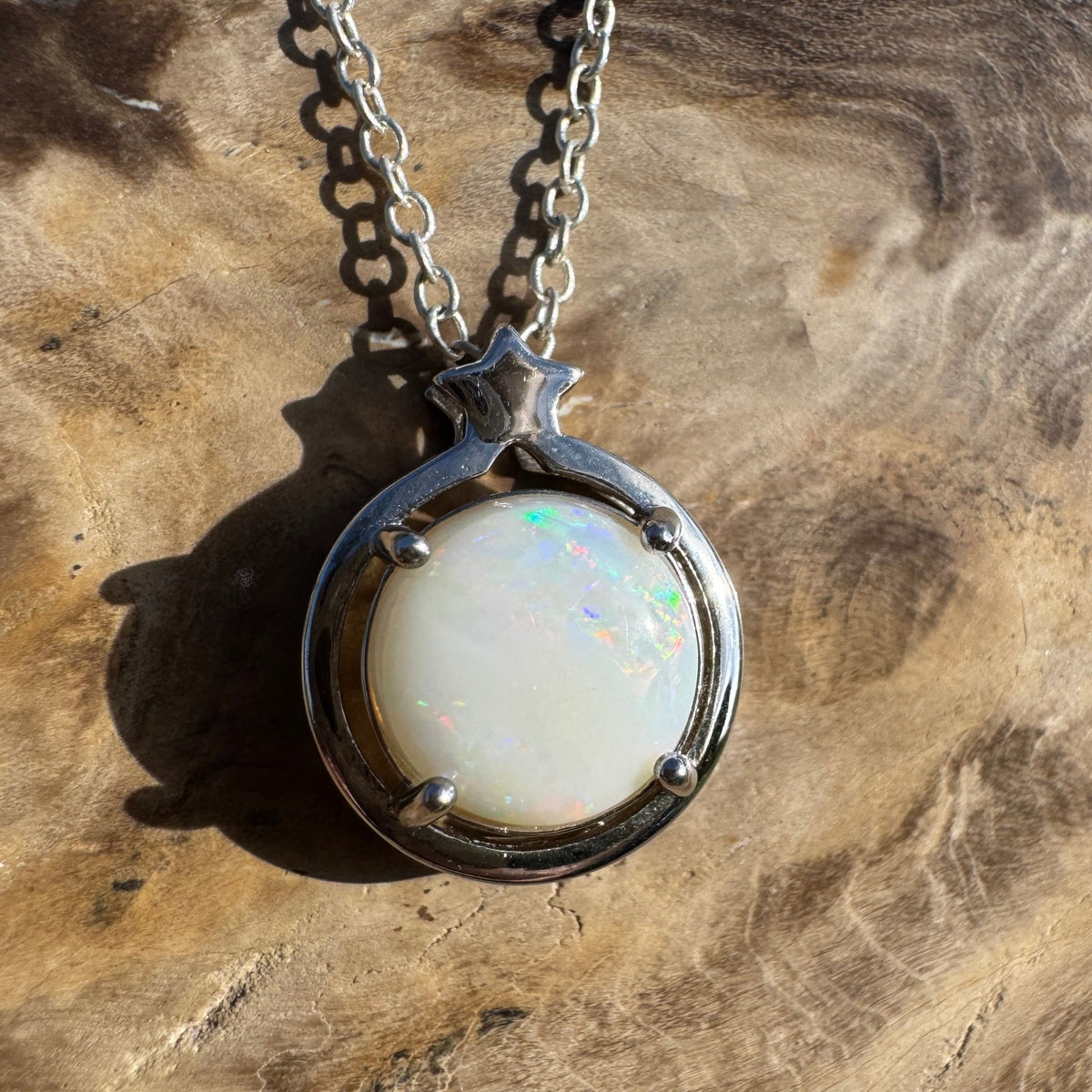 2.3ct Coober Pedy Opal Pendant Necklace ~ 'Hamelin Tide' | 925 Sterling Silver | Solid Australian Opal