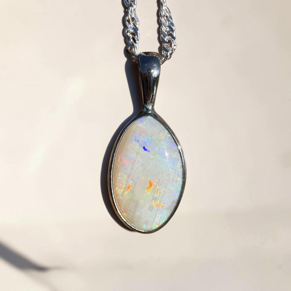 2.3ct Coober Pedy Opal Pendant Necklace ~ 'Hutt Lagoon Sunburst' | 925 Sterling Silver | Solid Australian Opal