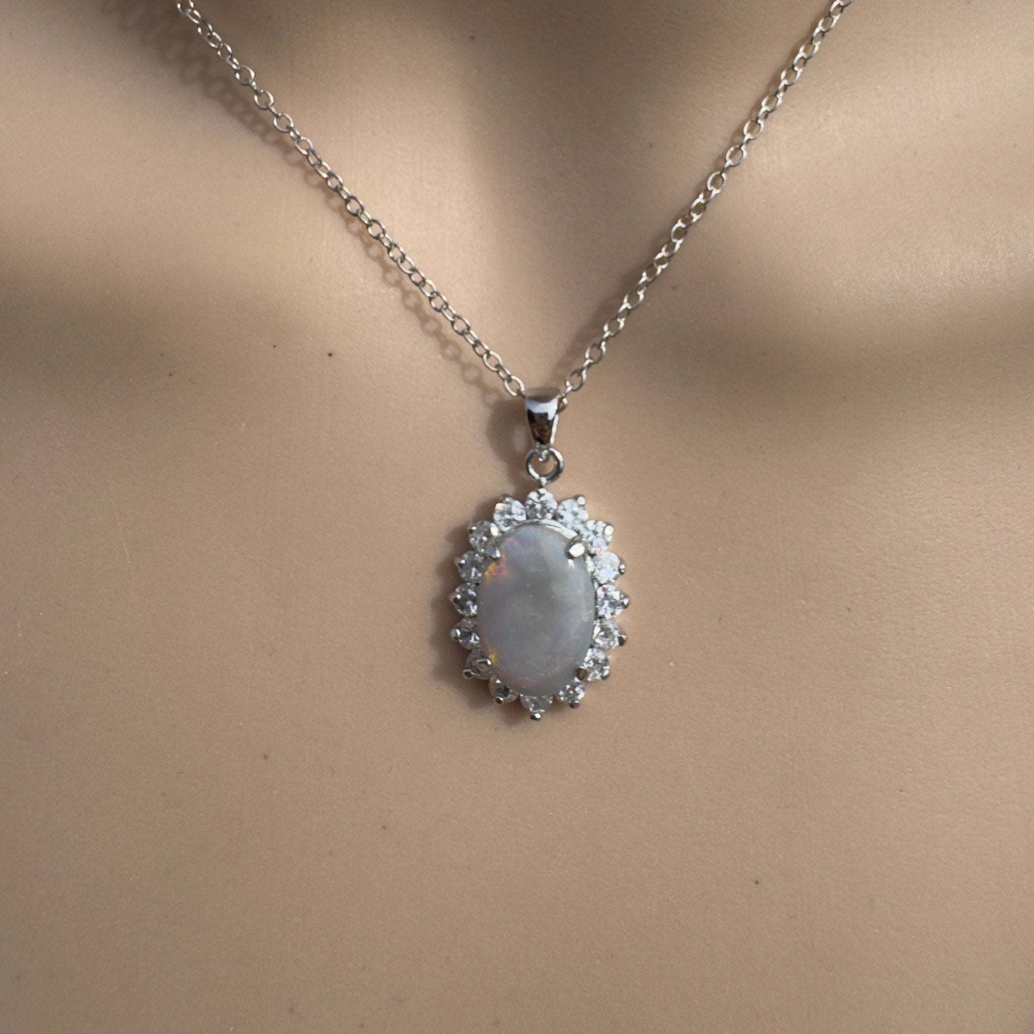 2.3ct Lightning Ridge Crystal Opal Pendant Necklace ~ 'Celestial Halo' | 925 Sterling Silver | Solid Australian Opal